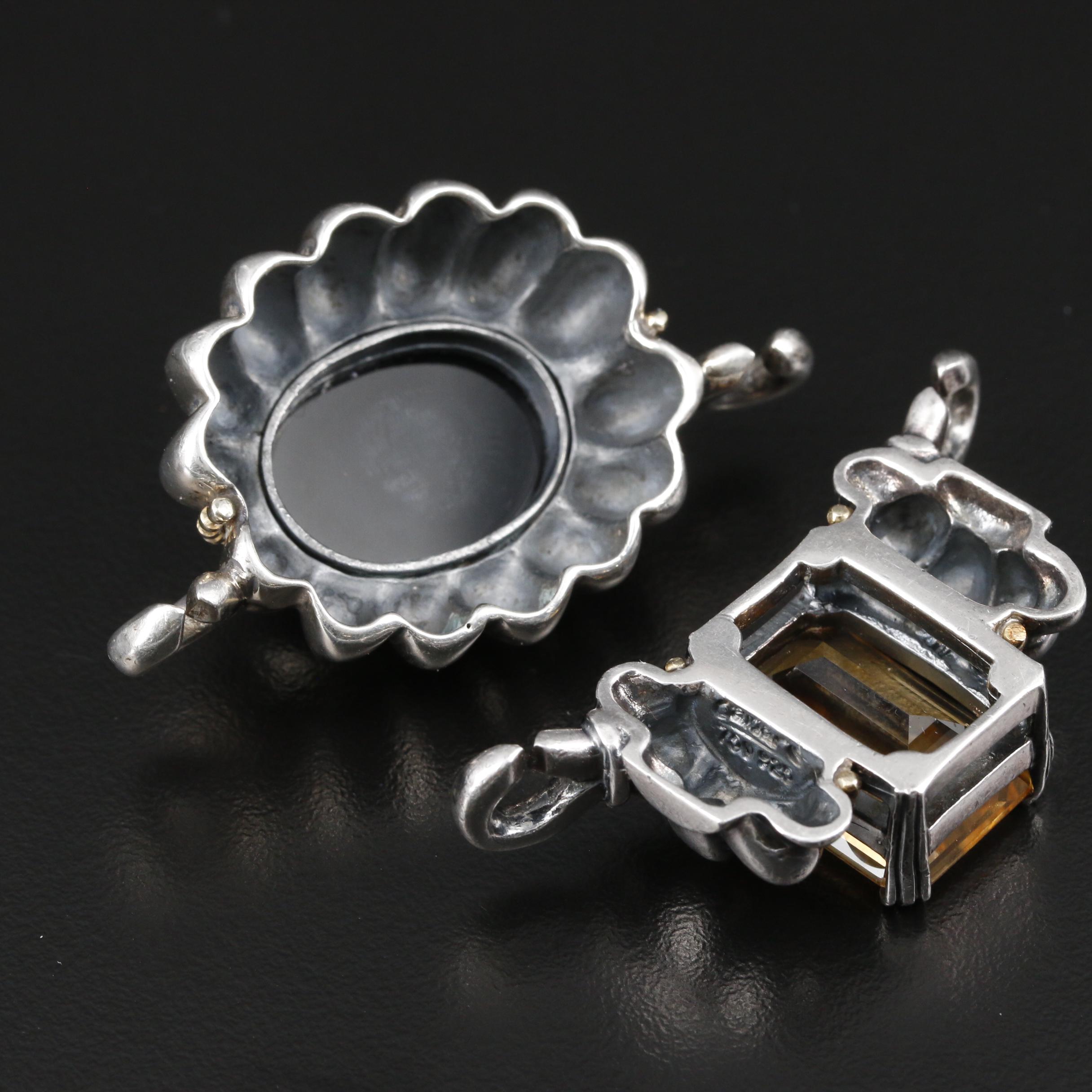 Caviar by Lagos Sterling Citrine and Black Onyx Pendant Necklace with 18K Accent