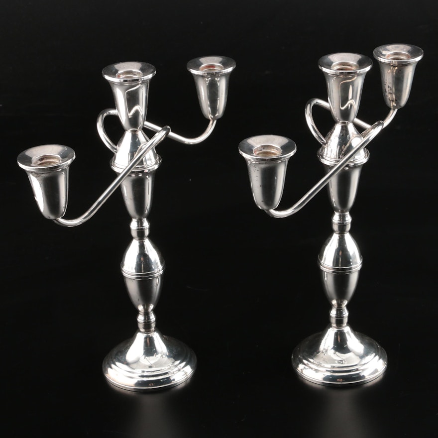 Raimond Sterling Silver Weighted Scroll Arm Candelabra