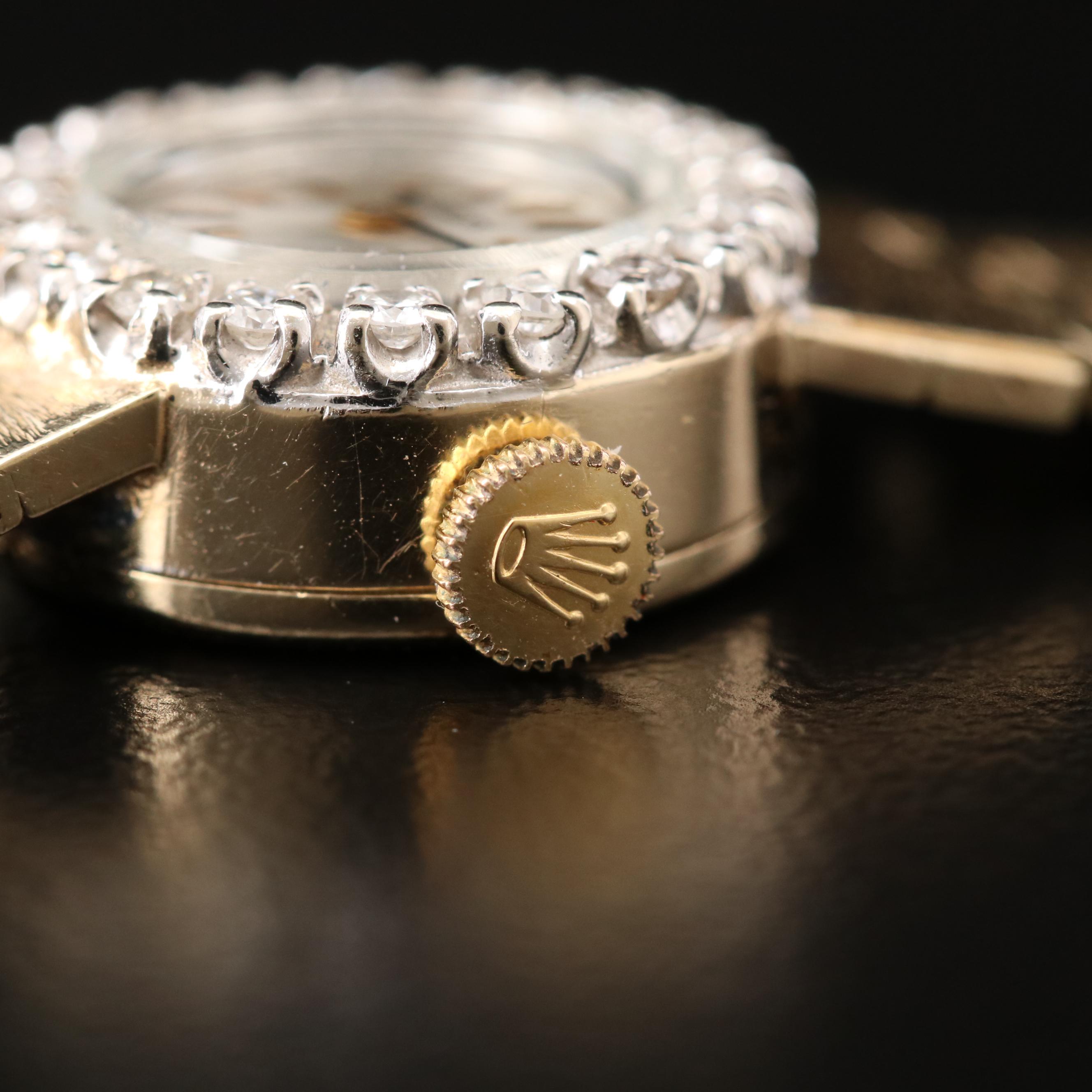 Vintage Rolex 14K Yellow Gold Diamond Stem Wind Watch