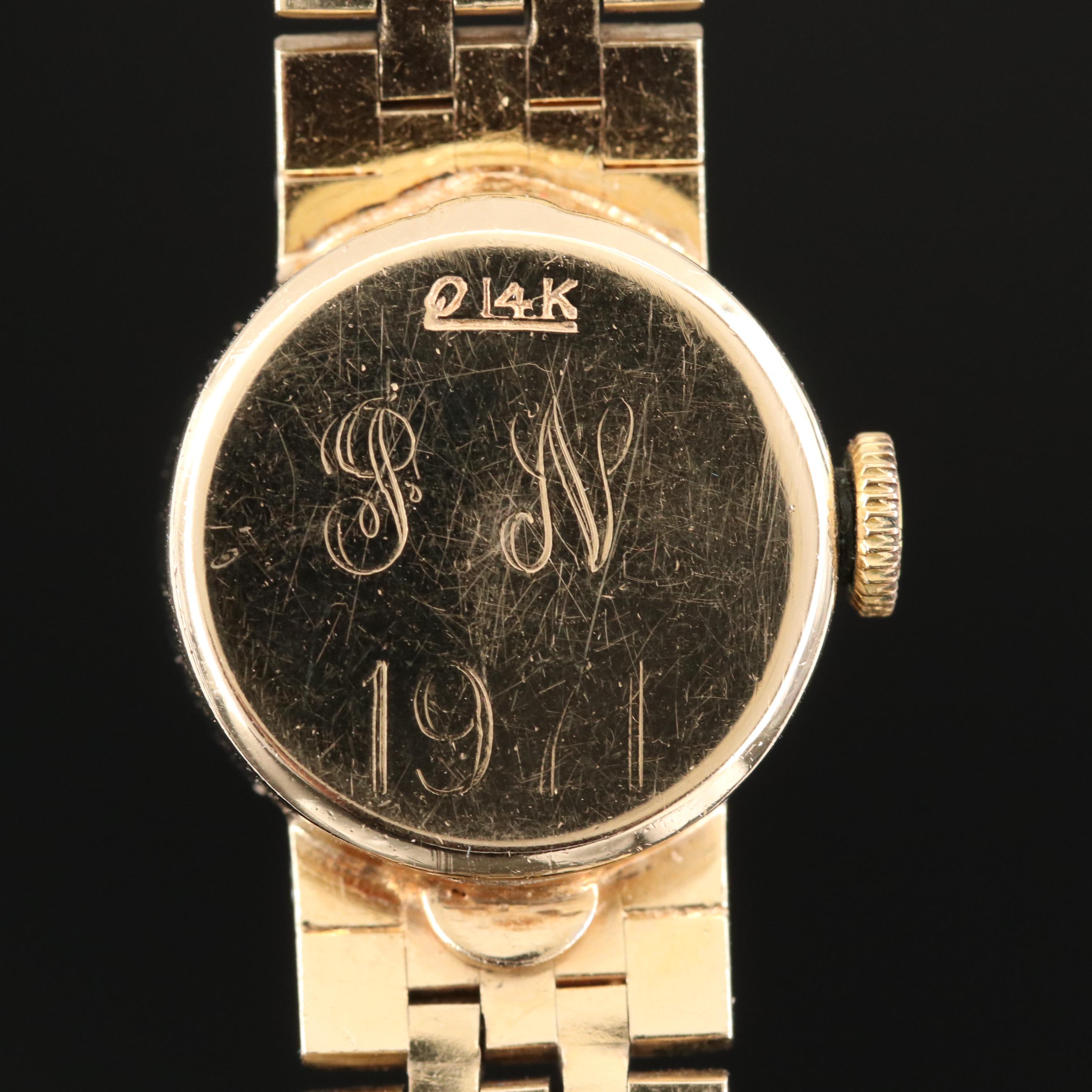 Vintage Rolex 14K Yellow Gold Diamond Stem Wind Watch