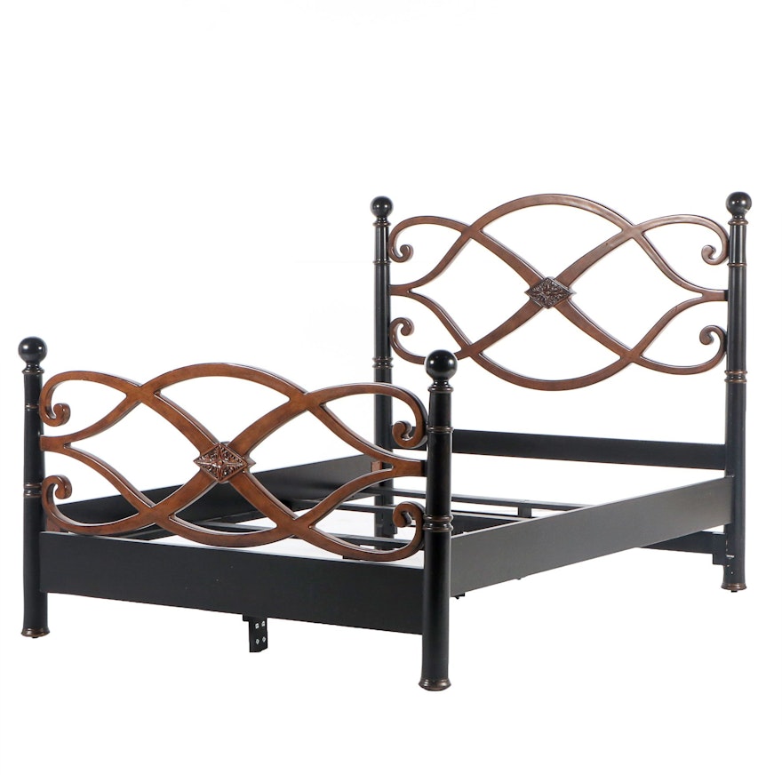 Provincial Style Parcel-Ebonized Queen Size Bed Frame