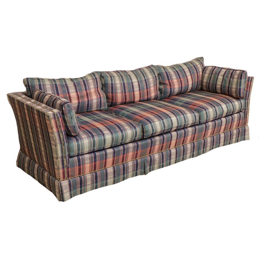 Plaid Upholstered Sofa, Contemporary
