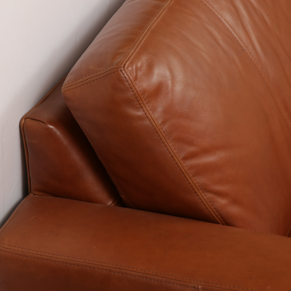 Ethan Allen Brown Leather Sofa, 2000s