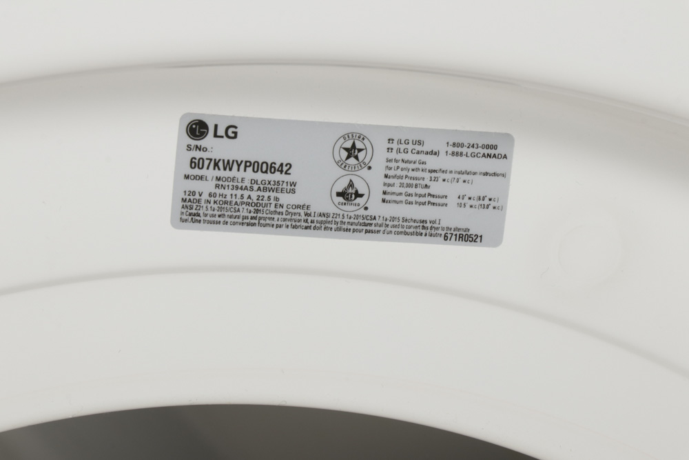 LG Electronics Truesteam Sensor Dry Smart Stackable Front Load Electric Dryer