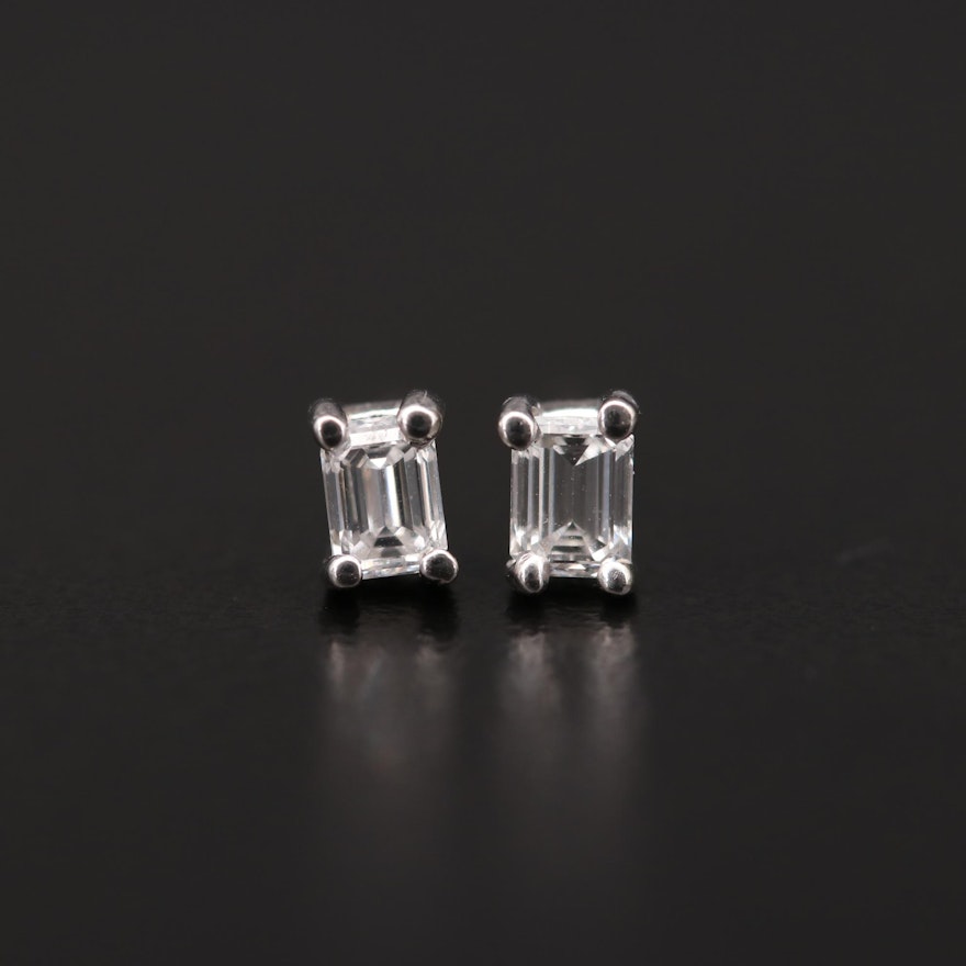 14K White Gold 0.38 CTW Diamond Solitaire Stud Earrings