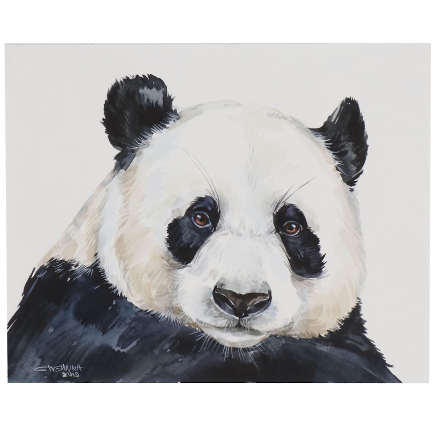 Ganna Melnychenko Watercolor Painting "Panda Portrait", 2019
