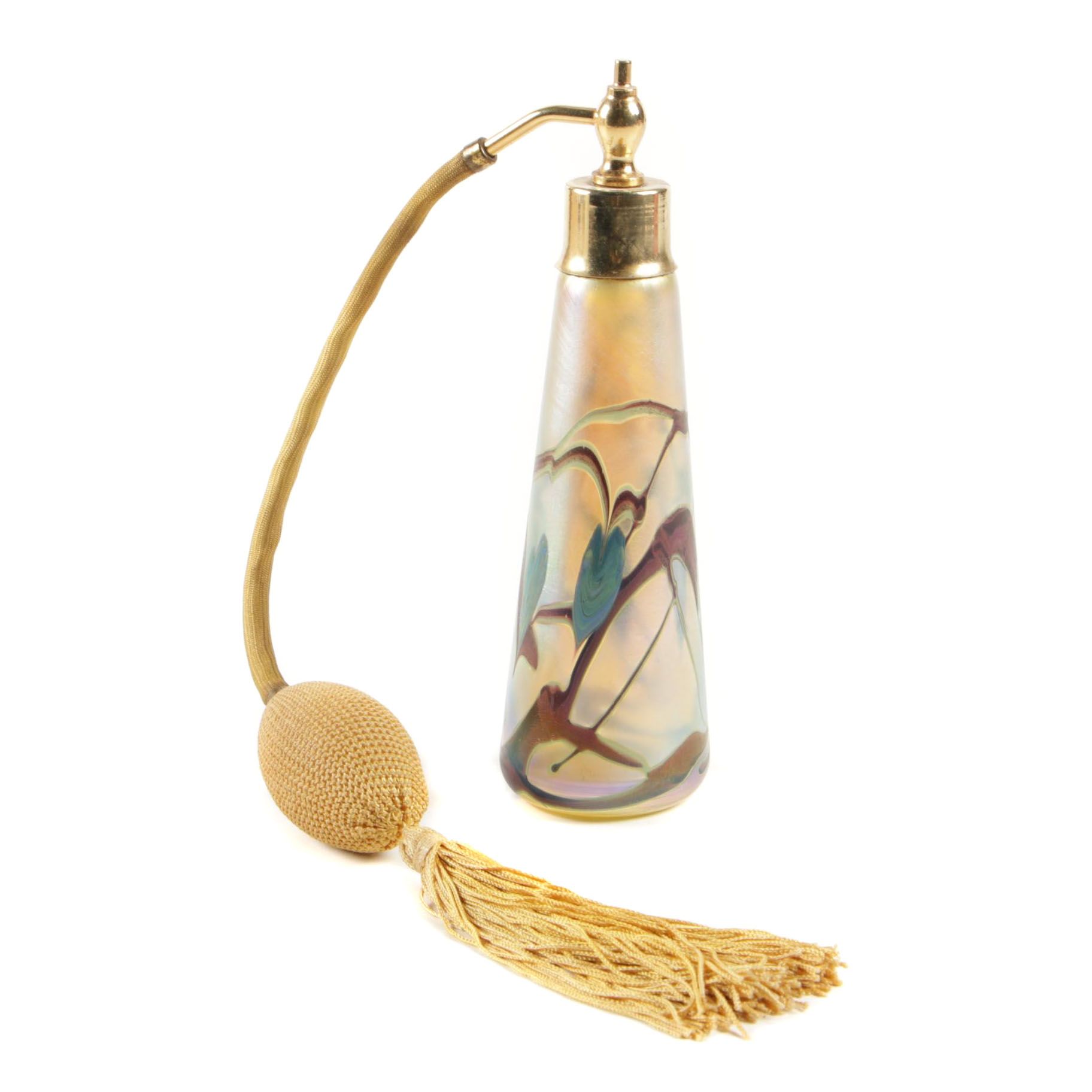 Okra for Oskar Karla Pompadour Glass Perfume Bottle with Atomizer, 1980s