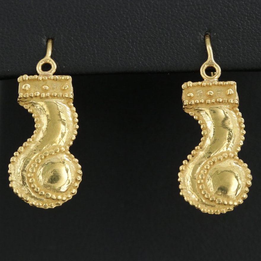 18K Yellow Gold Drop Earrings