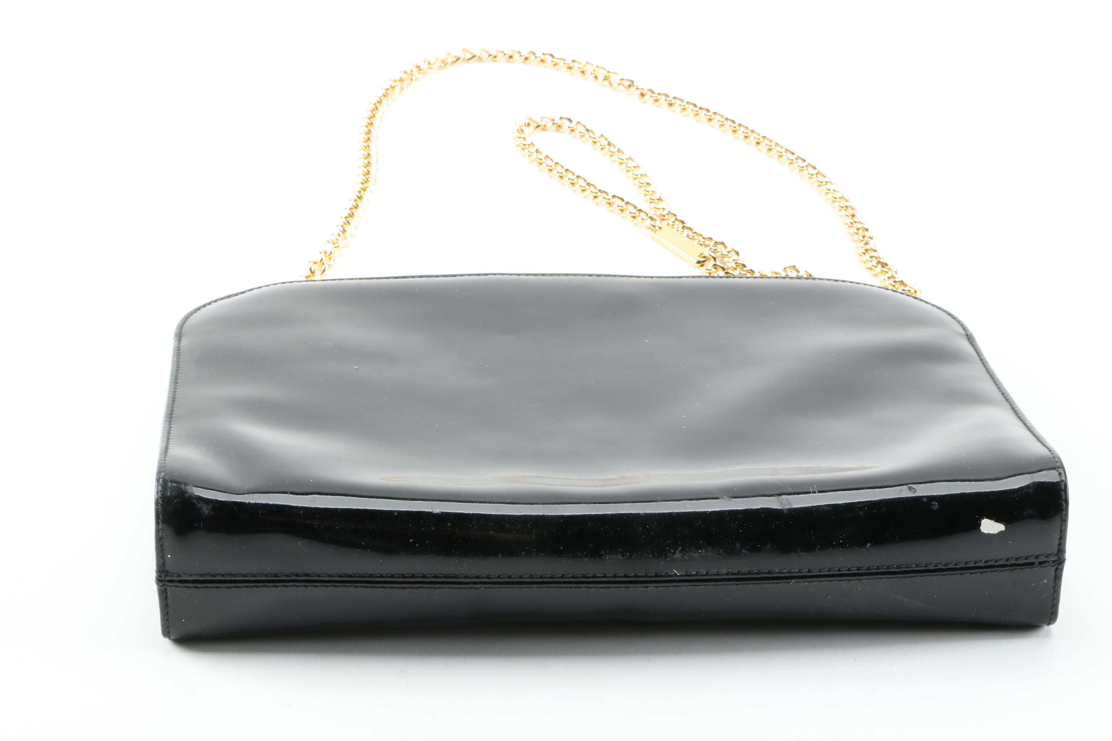 Salvatore Ferragamo Black Patent Leather Shoulder Bag, Vintage