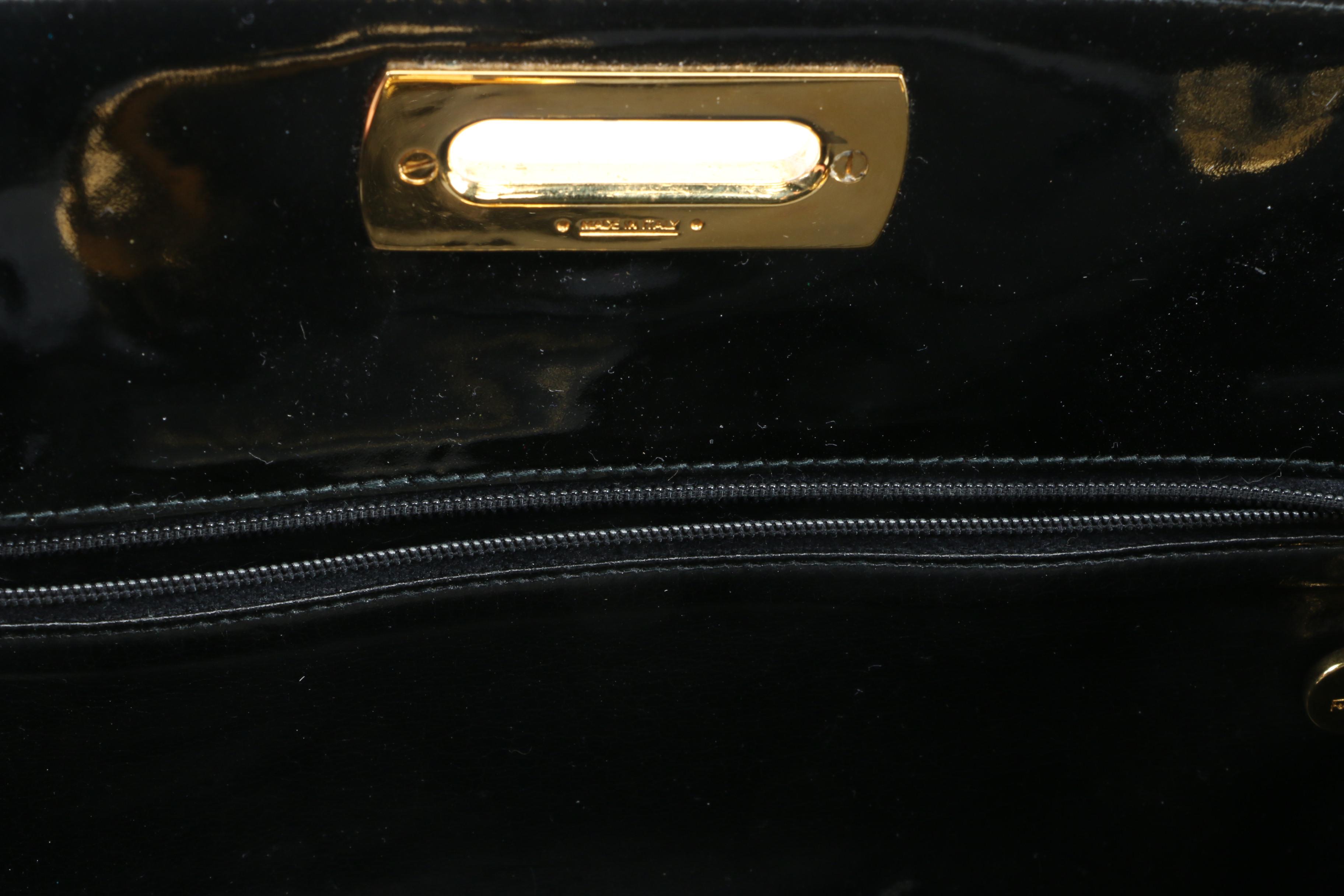 Salvatore Ferragamo Black Patent Leather Shoulder Bag, Vintage