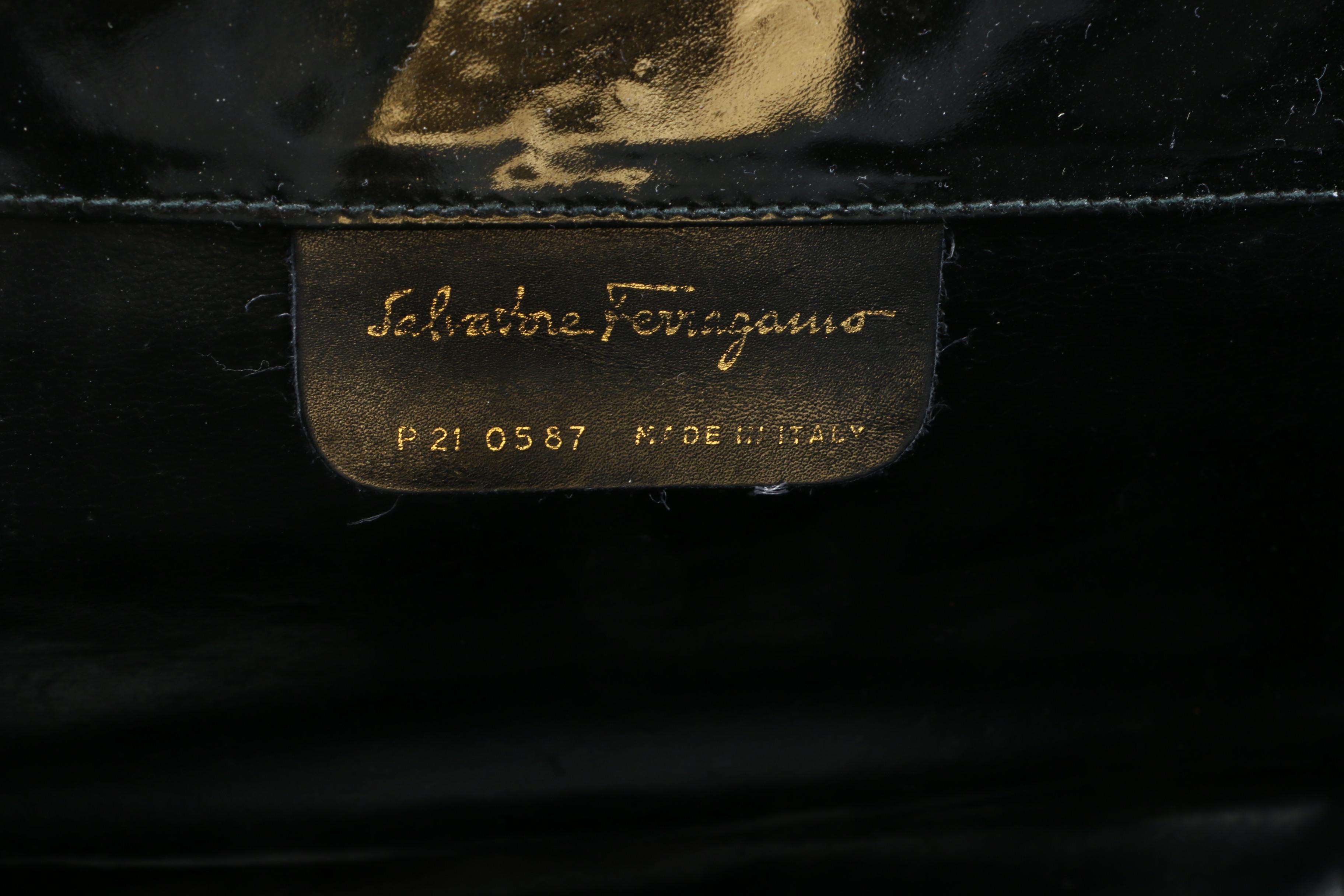 Salvatore Ferragamo Black Patent Leather Shoulder Bag, Vintage