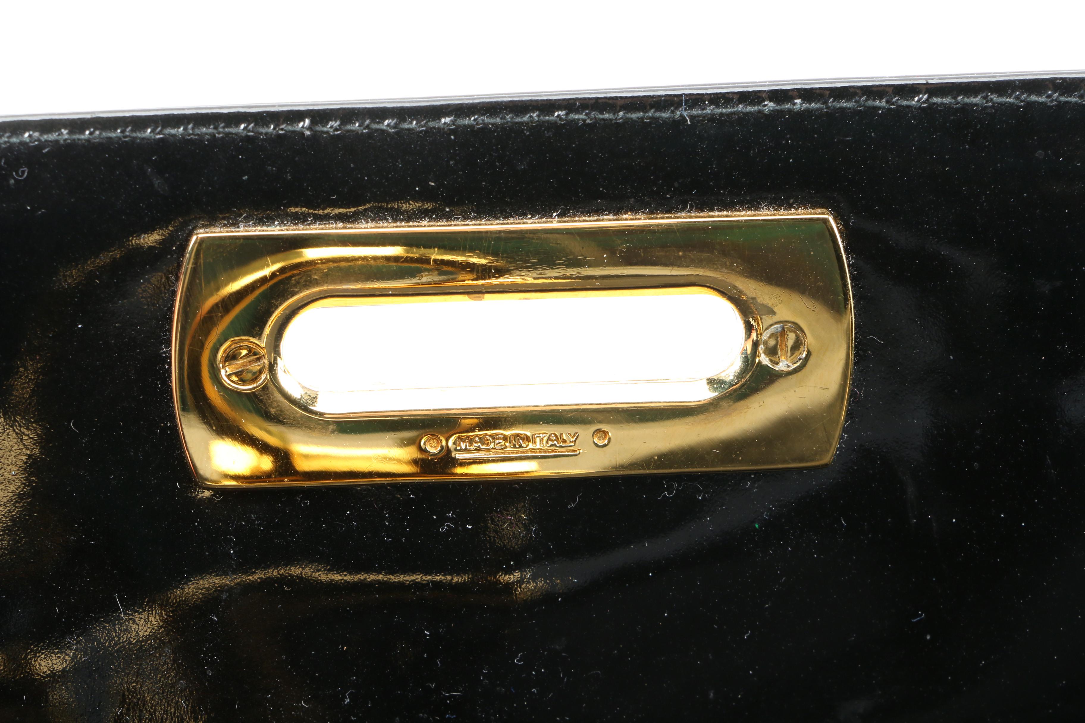 Salvatore Ferragamo Black Patent Leather Shoulder Bag, Vintage