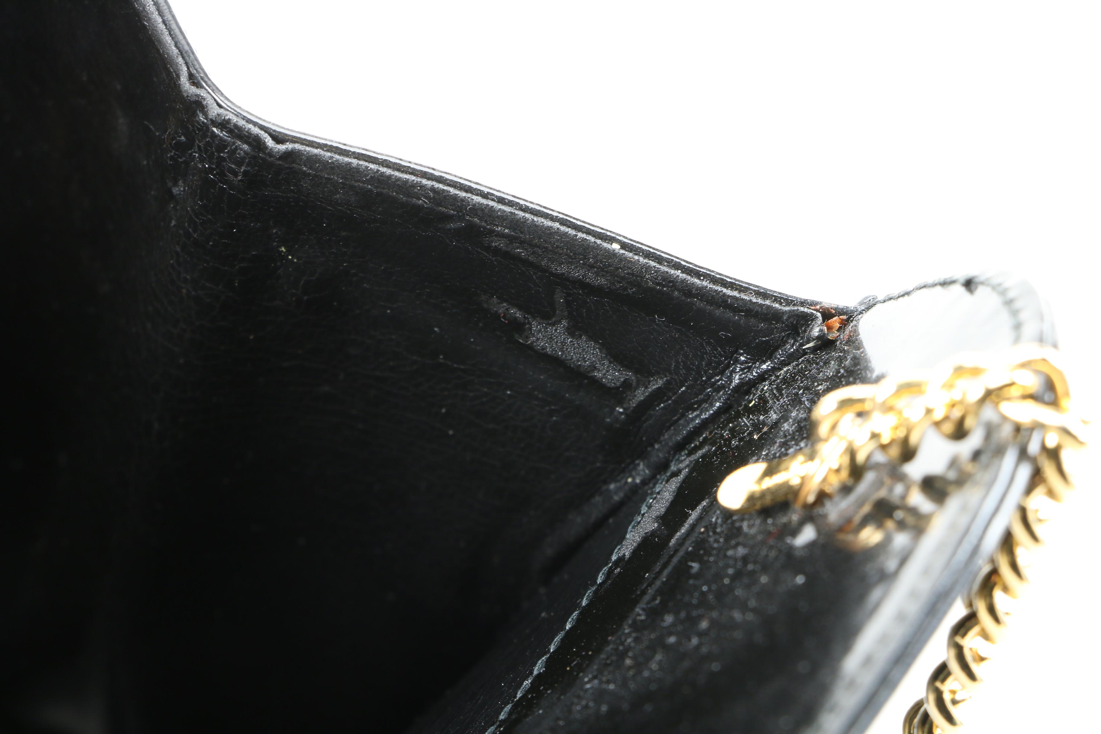 Salvatore Ferragamo Black Patent Leather Shoulder Bag, Vintage