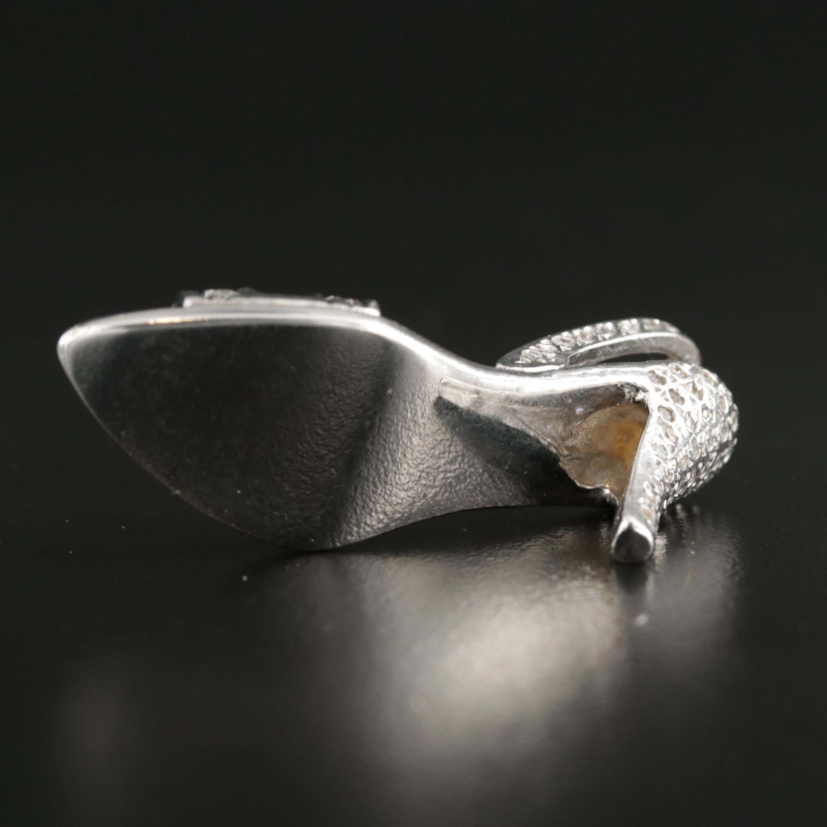 14K White Gold Diamond High Heel Slipper Pendant
