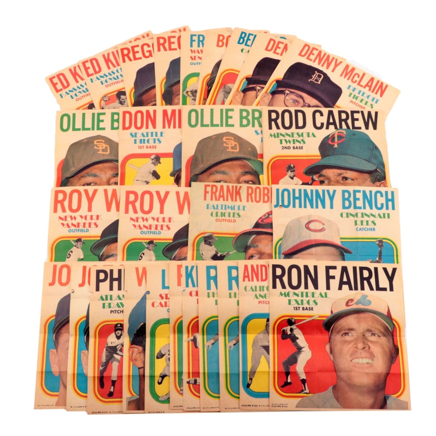 1970 Topps Baseball Posters Including Clemente, Bench, Robinson, and More