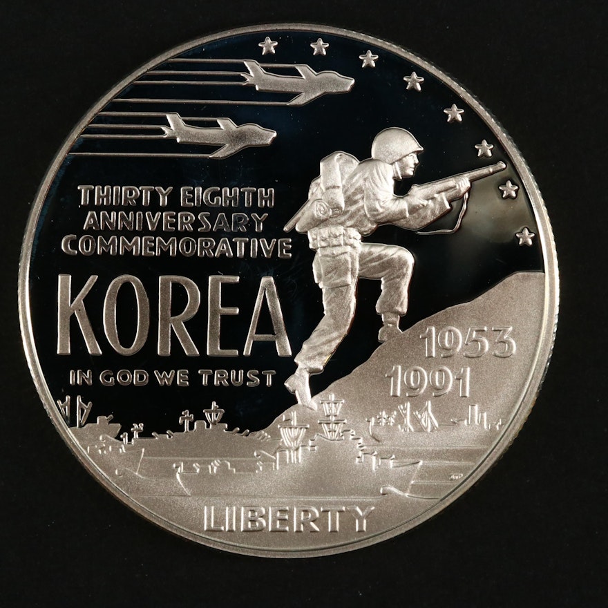 1991 U.S. Korean War Memorial Silver Dollar Proof Coin