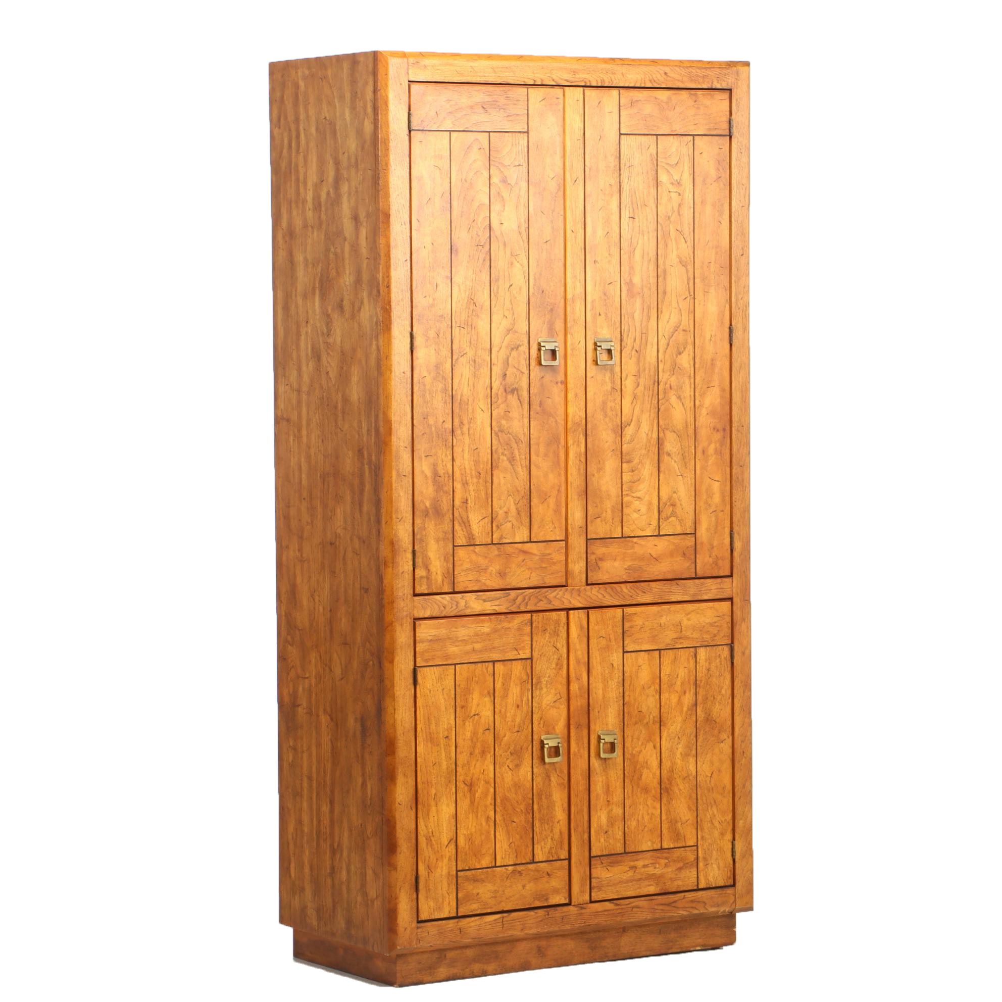 Drexel Heritage "Woodbriar" Pecan Wardrobe Cabinet, Late 20th Century