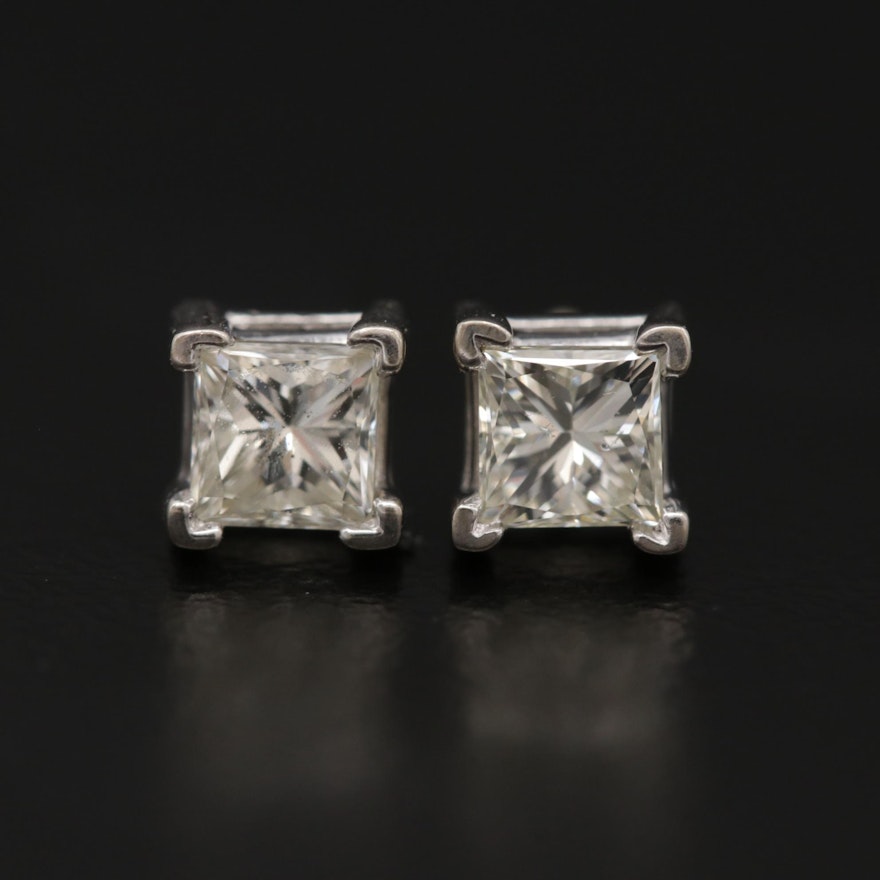 14K White Gold 0.78 CTW Diamond Stud Earrings