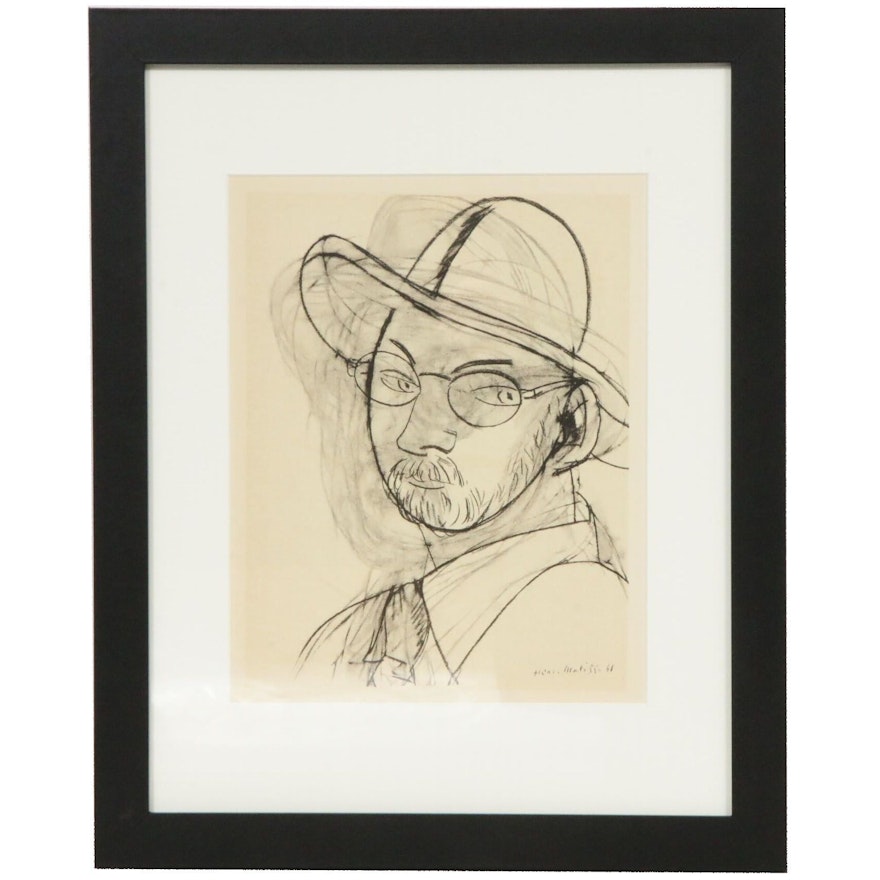 Lithograph After Henri Matisse "Autoportrait au Chapeau de Paille"