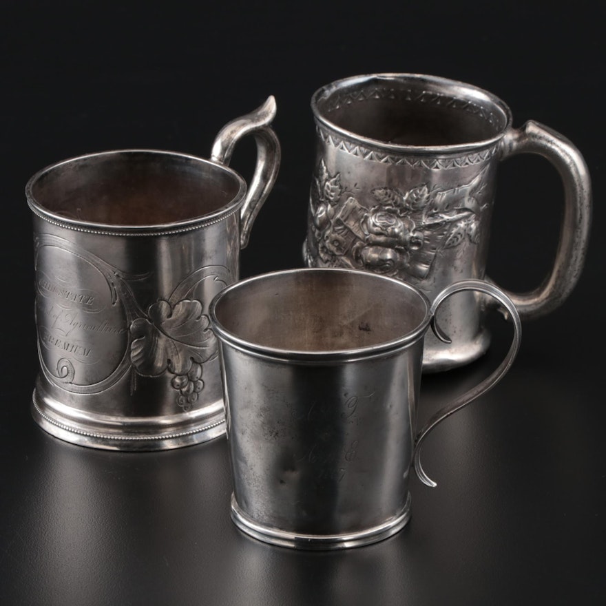 Sterling Silver and Coin Silver Presentation Cups, Mid to Late 19th Century