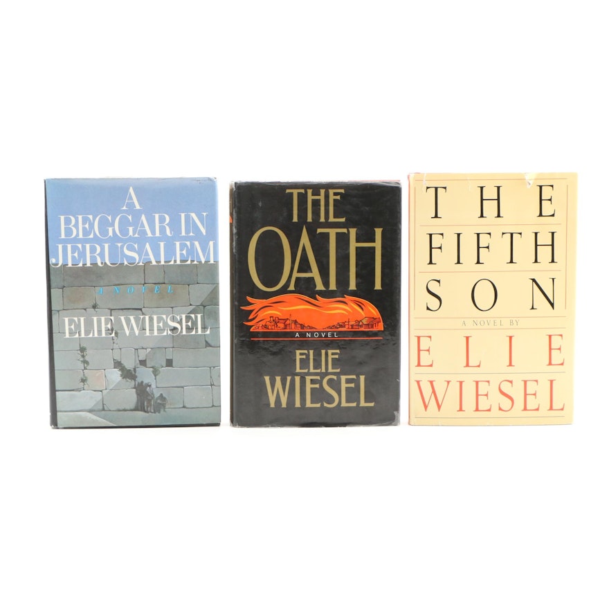 Elie Wiesel Signed Books "The Fifth Son", "The Oath" and "A Beggar in Jerusalem"