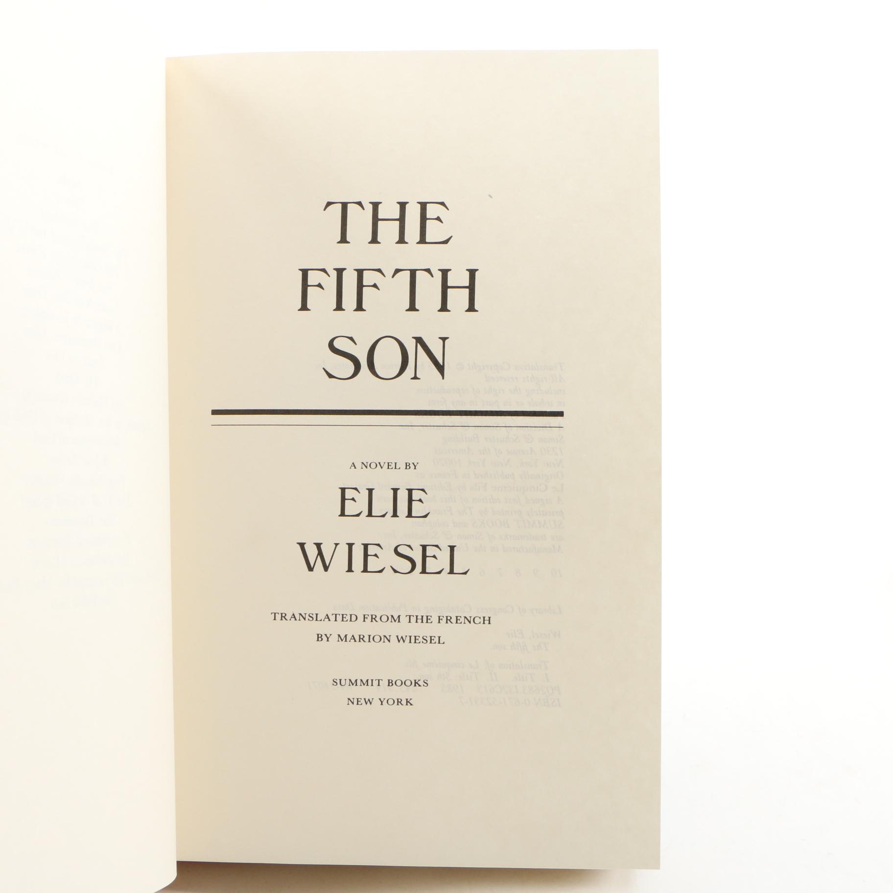 Elie Wiesel Signed Books "The Fifth Son", "The Oath" and "A Beggar in Jerusalem"