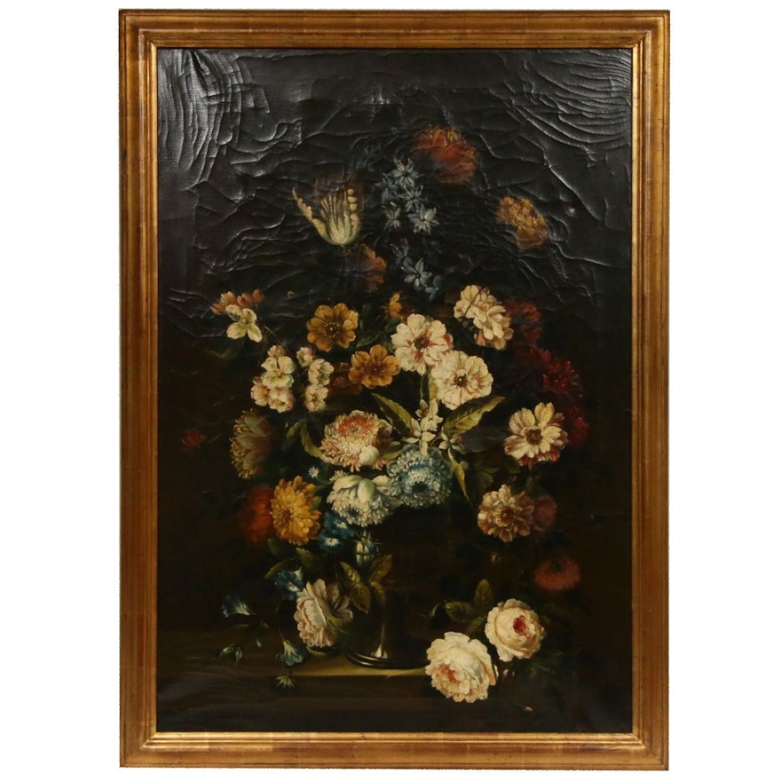 Oil Still Life of Flowers, Late 19th to Early 20th Century