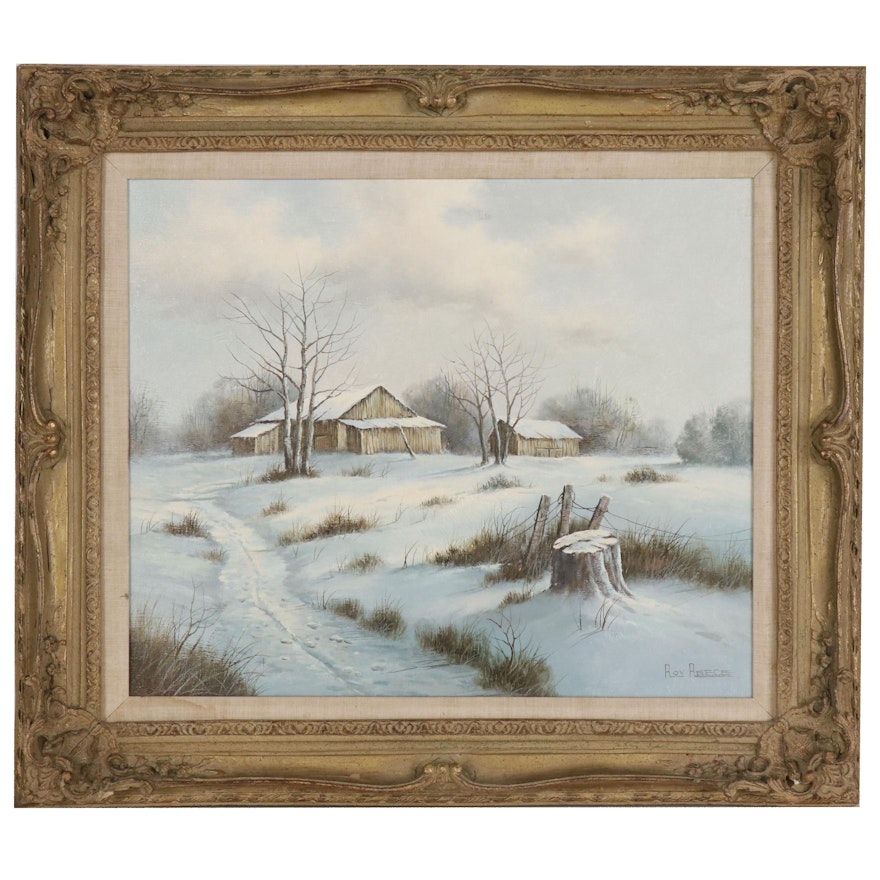 Roy Reece Landscape Oil Painting of Winter Scen