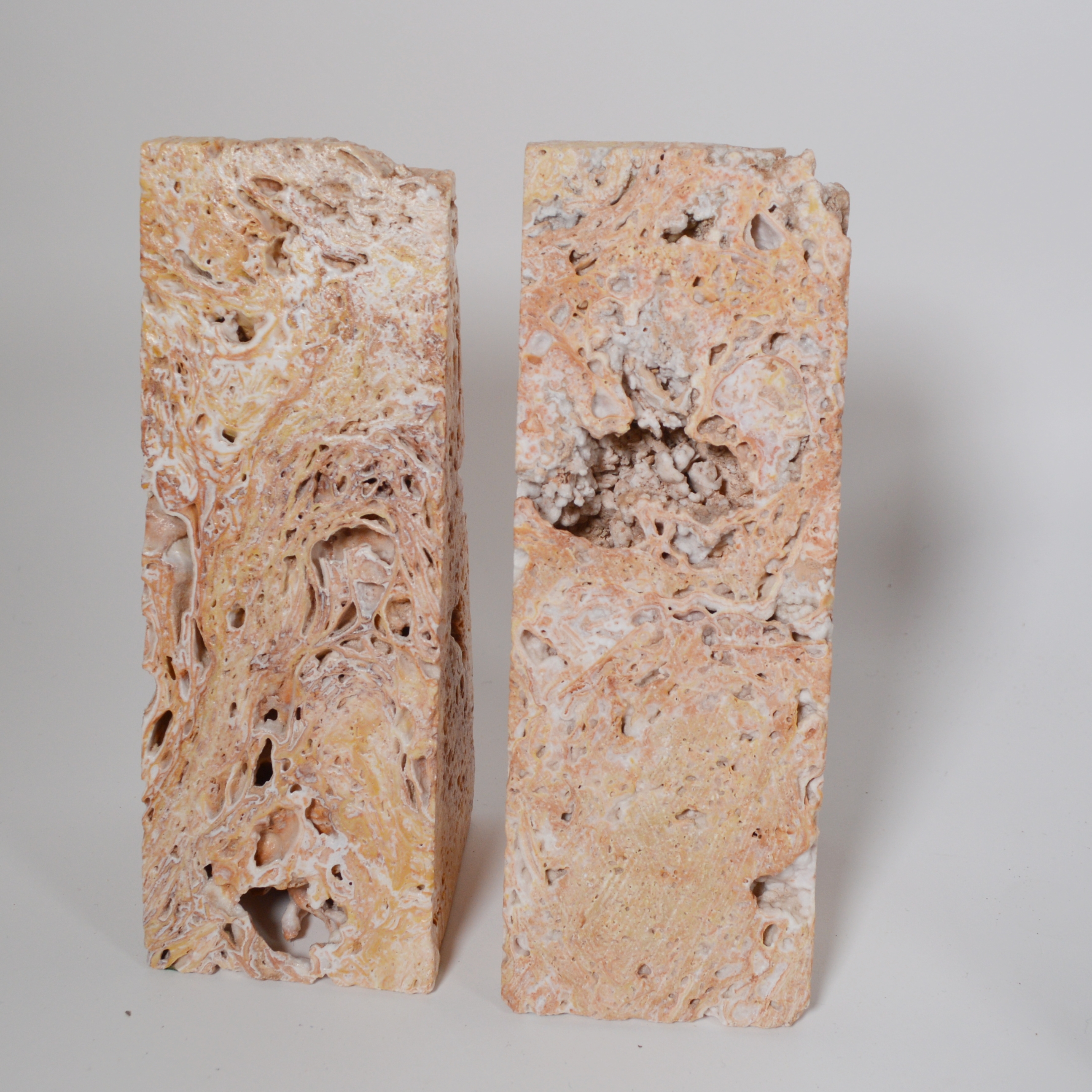 Stone Bookends and Wood Inlay Bookends, Vintage