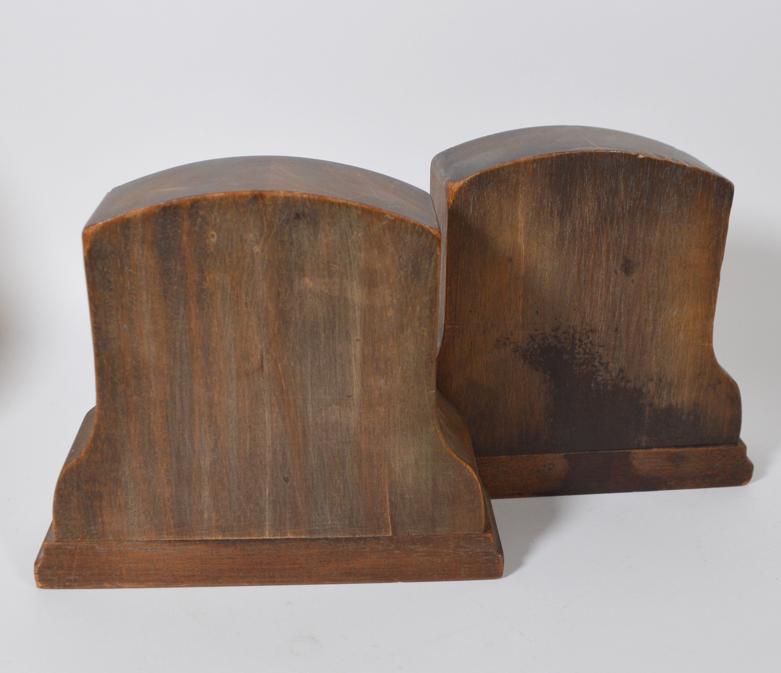 Stone Bookends and Wood Inlay Bookends, Vintage