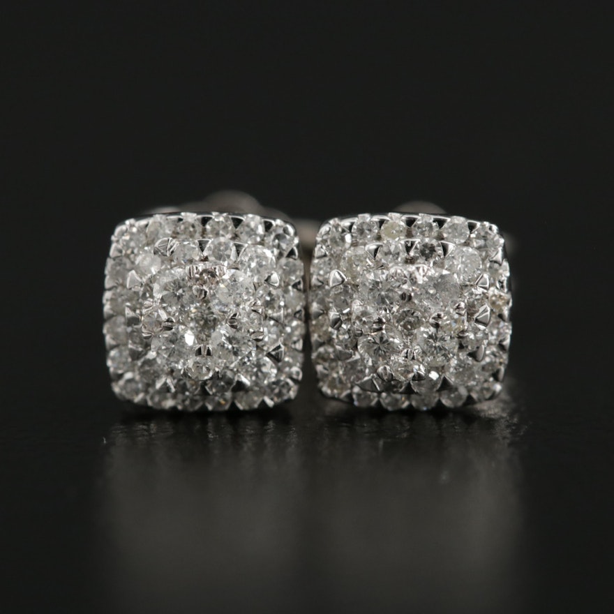 14K White Gold Diamond Earrings