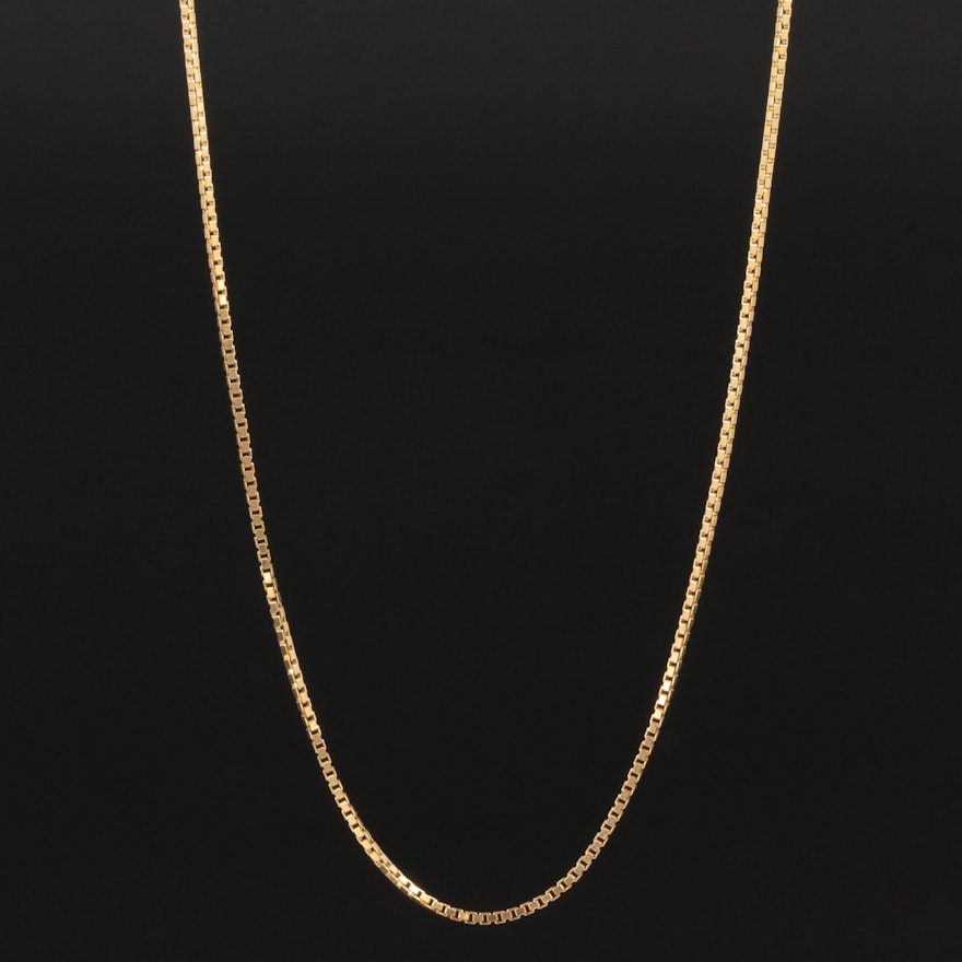 14K Yellow Gold Box Chain Necklace