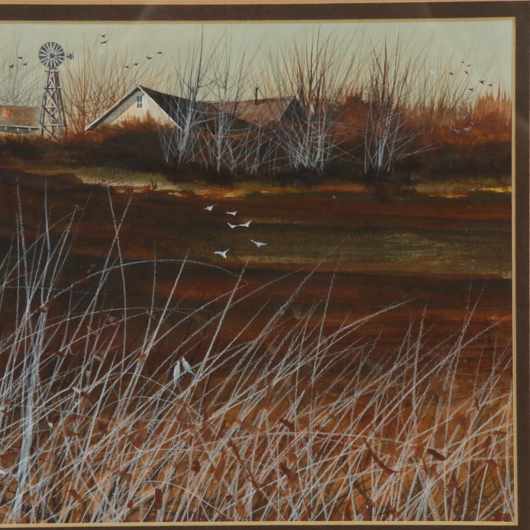 John Tracy II Farm Scene Watercolor Painting