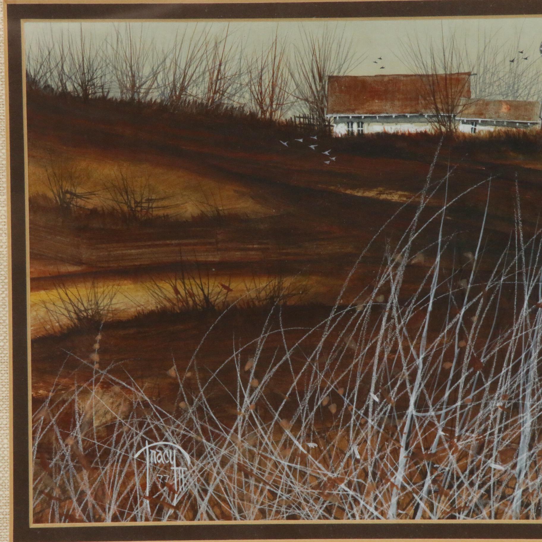 John Tracy II Farm Scene Watercolor Painting