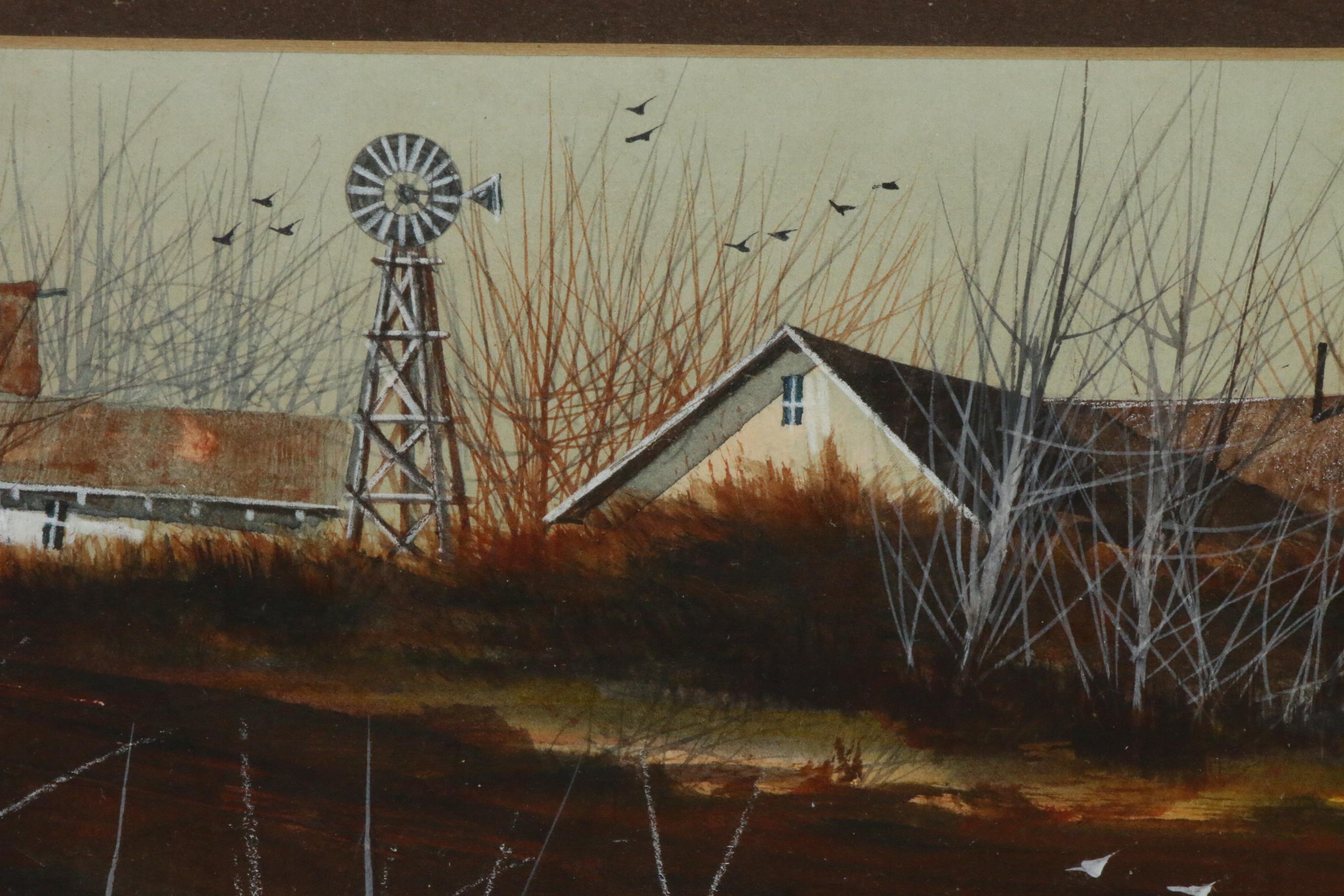John Tracy II Farm Scene Watercolor Painting