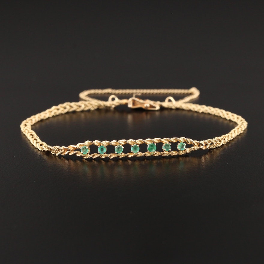 14K Yellow Gold Emerald Bracelet