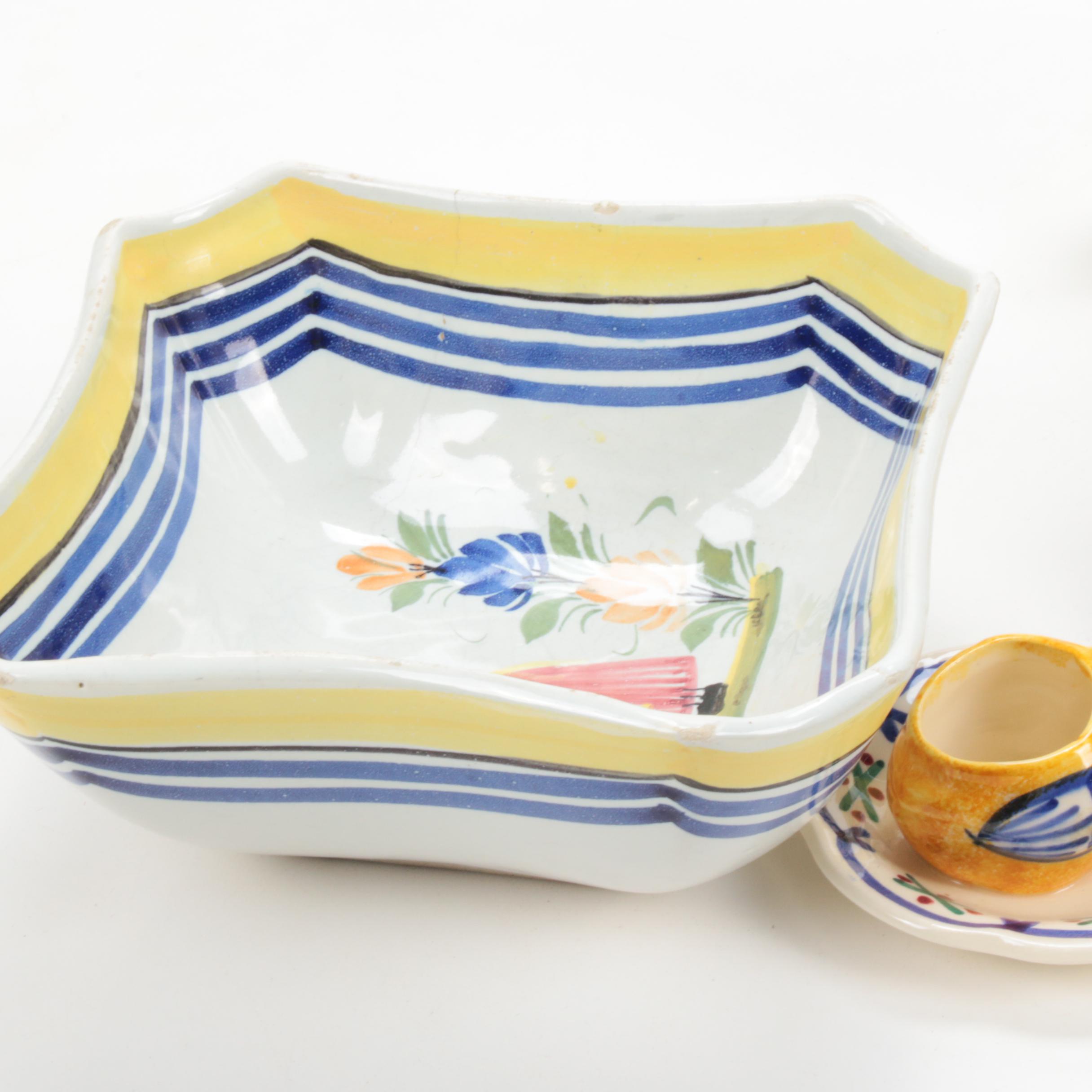 HB Quimper, Quimper Faïence "Soleil Yellow" and "Henriot" Serveware