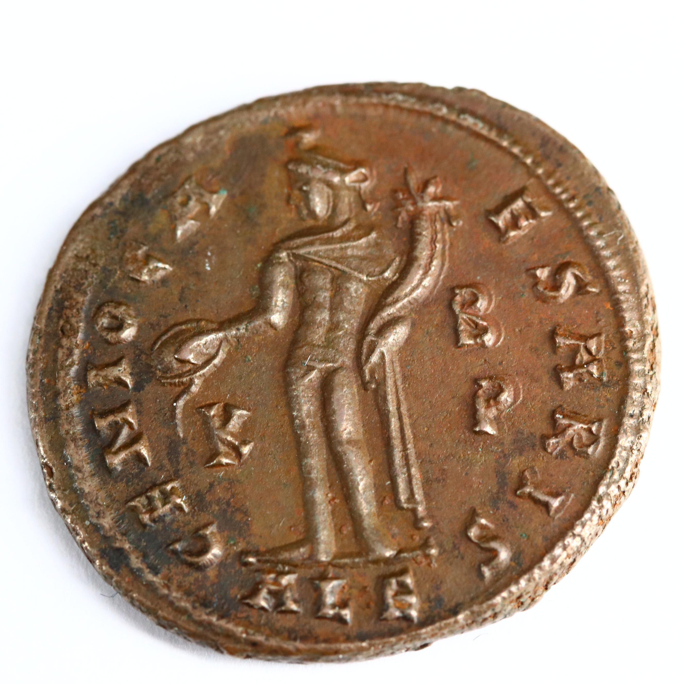 Ancient Roman Imperial AE Follis Coin of Maximinus II, ca. 308 A.D.