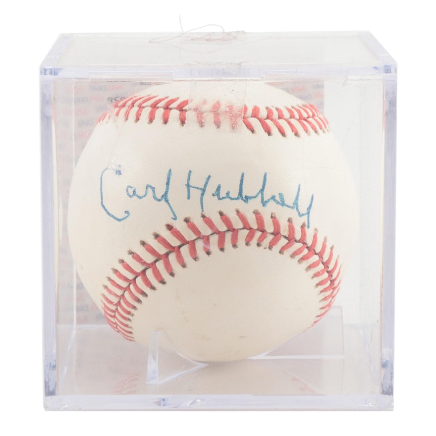 Carl Hubbell Signed Rawlings National League Baseball, PSA/DNA COA