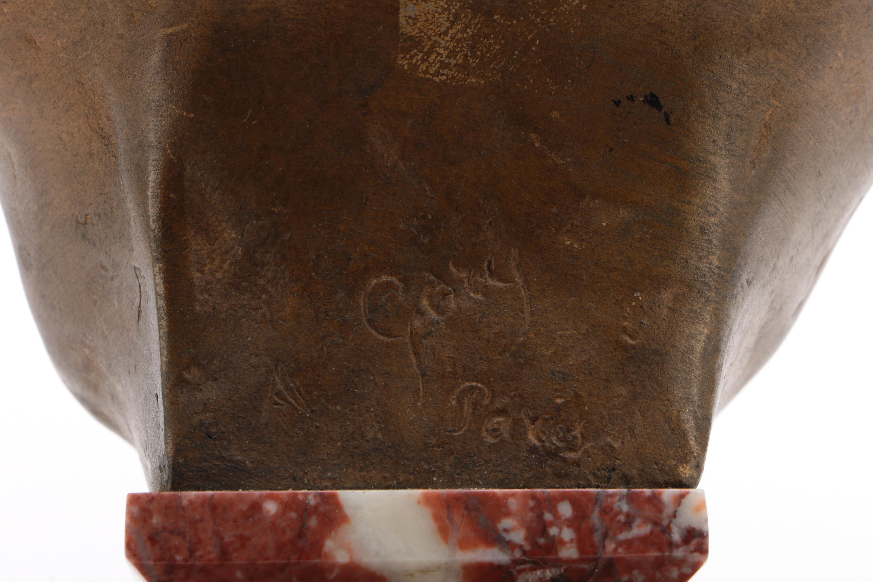 Art Deco Gilt Metal and Marble Female Bust after Affortunato Gory