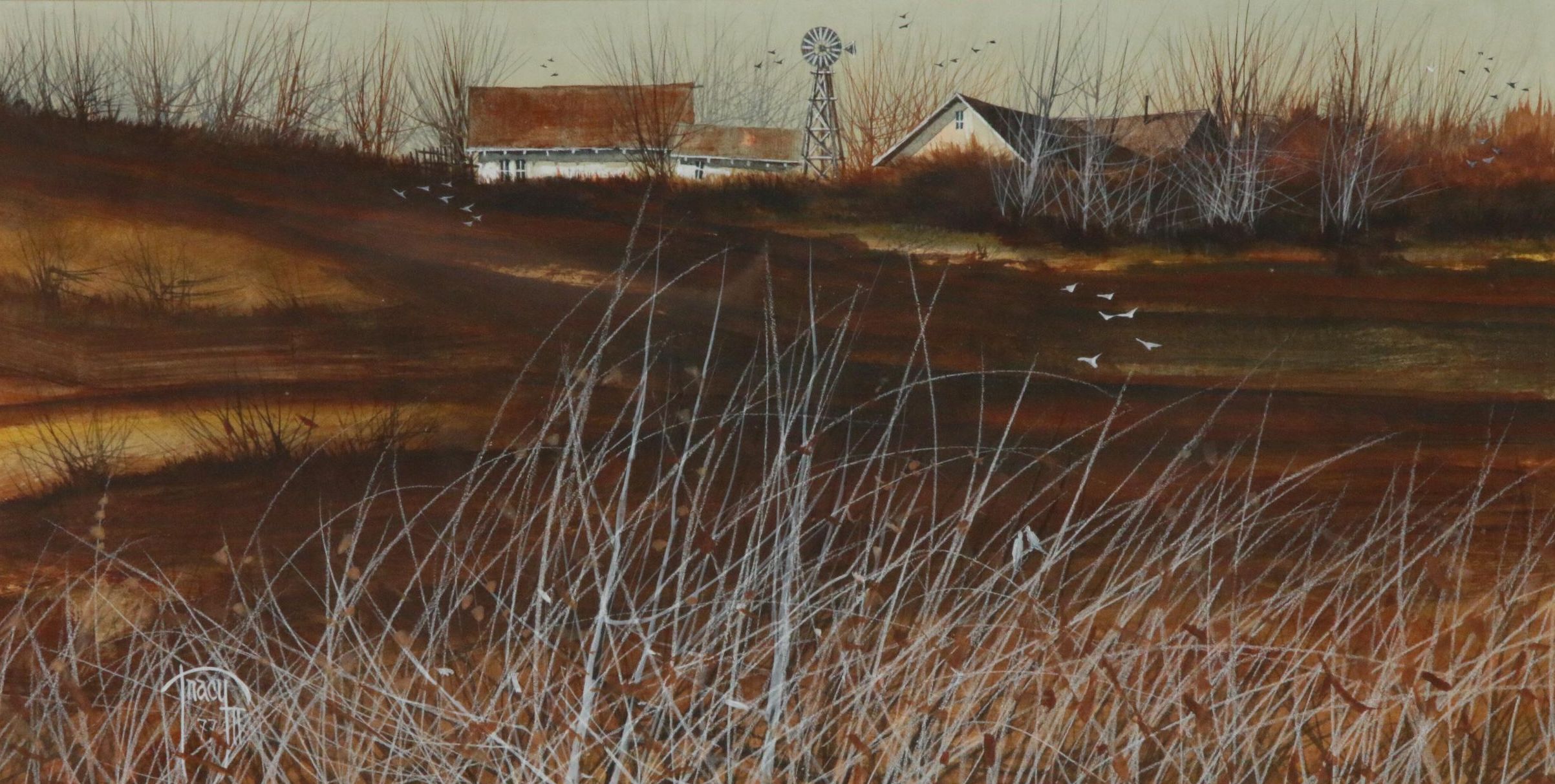 John Tracy II Farm Scene Watercolor Painting