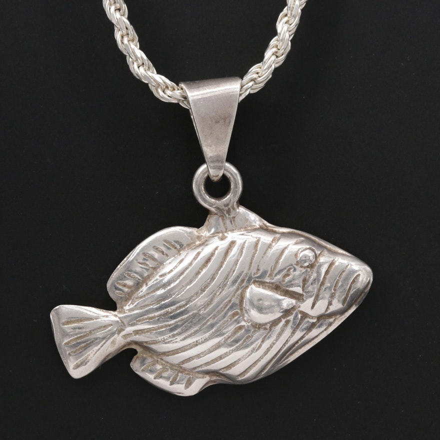 Sterling Silver Fish Pendant Necklace