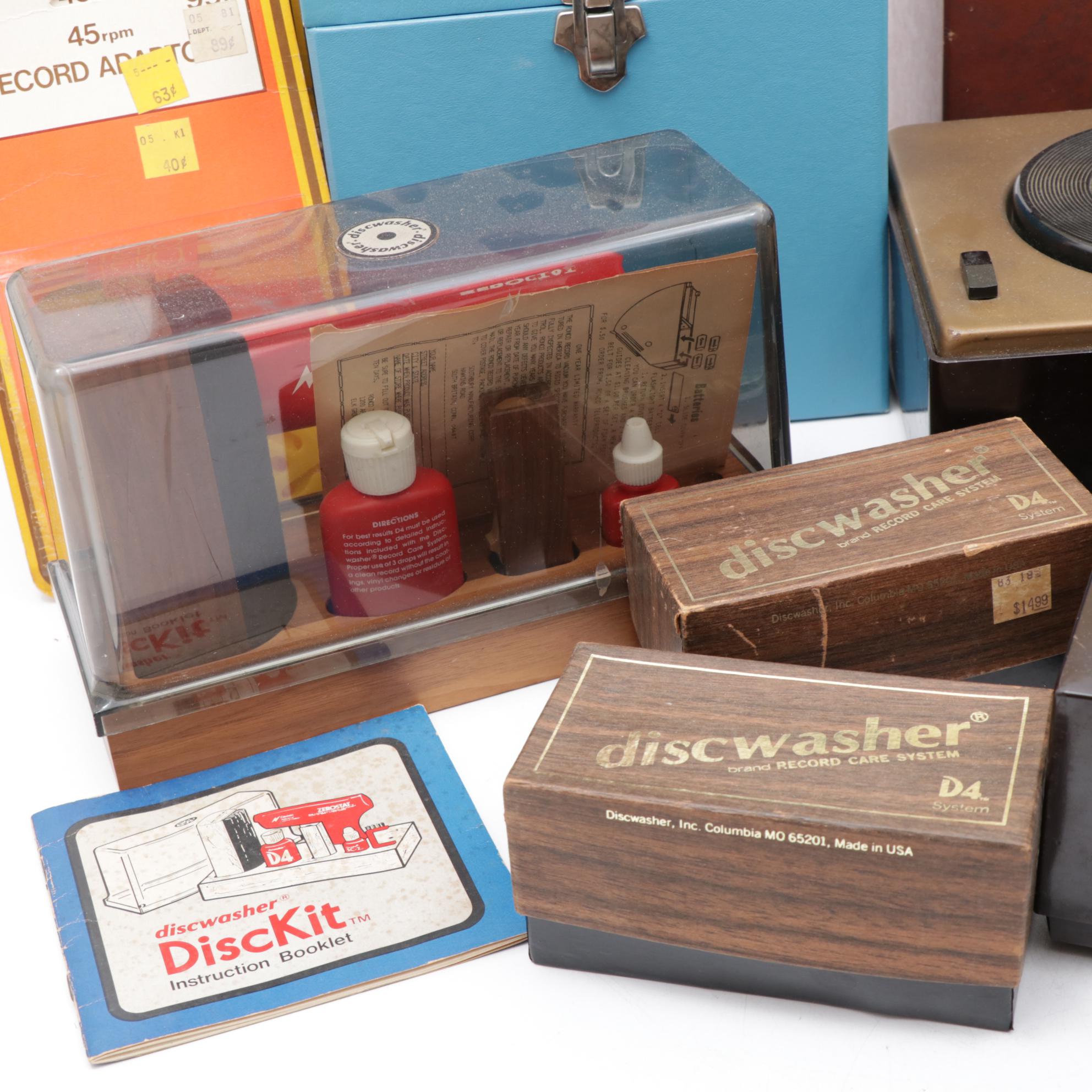 RCA Victrola-Victor Record Player Components with 45s and Accessories