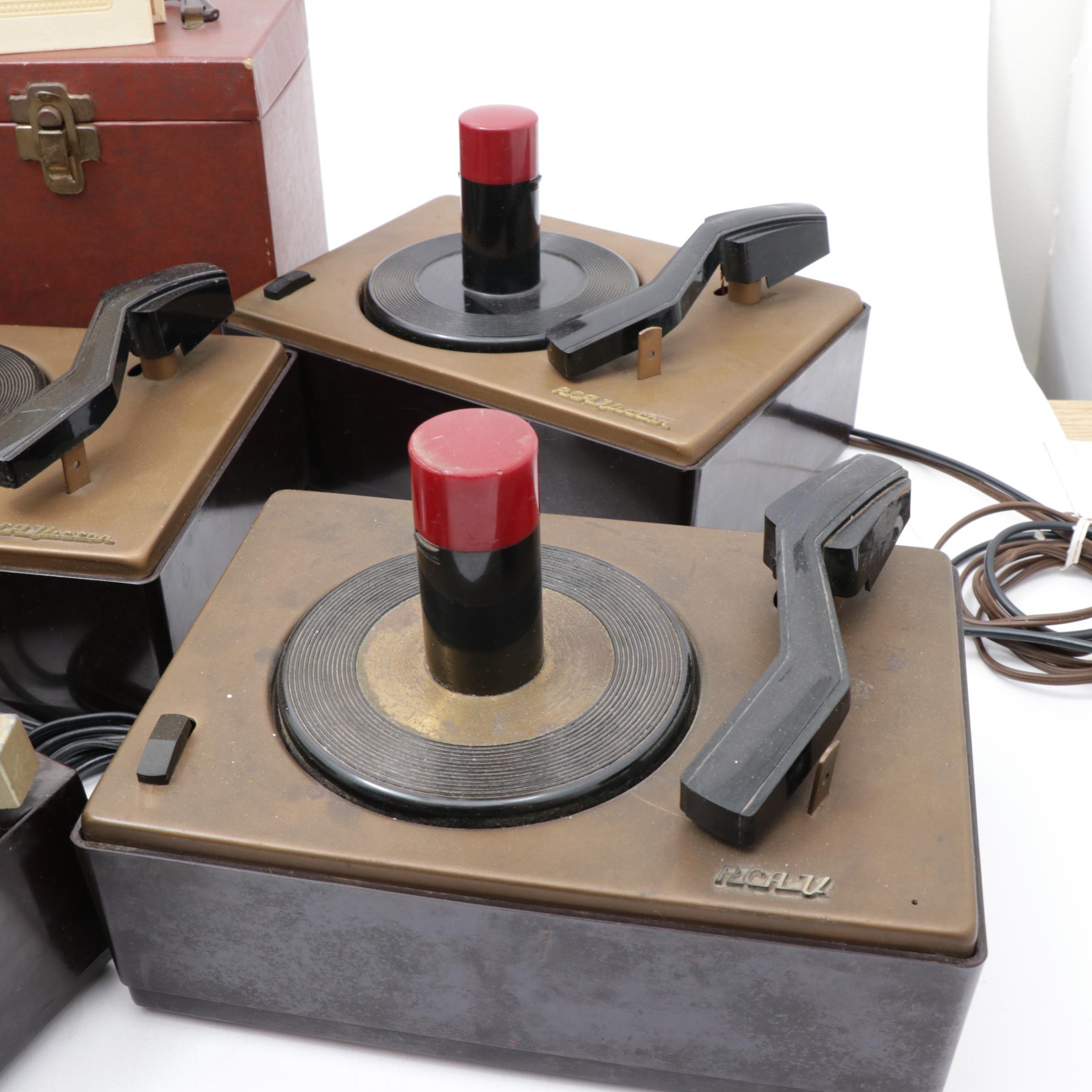 RCA Victrola-Victor Record Player Components with 45s and Accessories