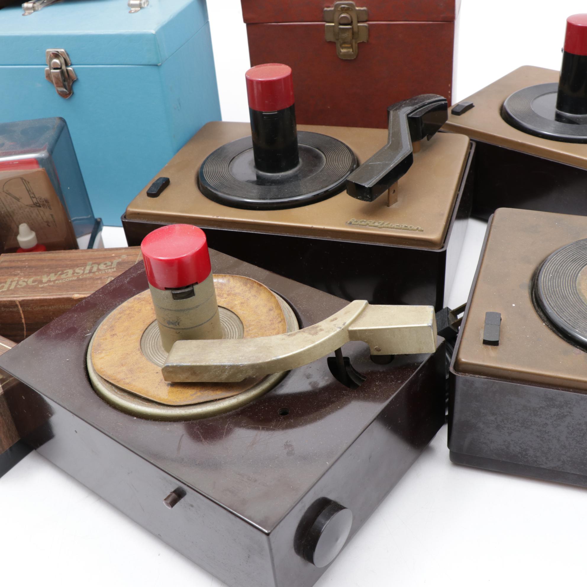 RCA Victrola-Victor Record Player Components with 45s and Accessories