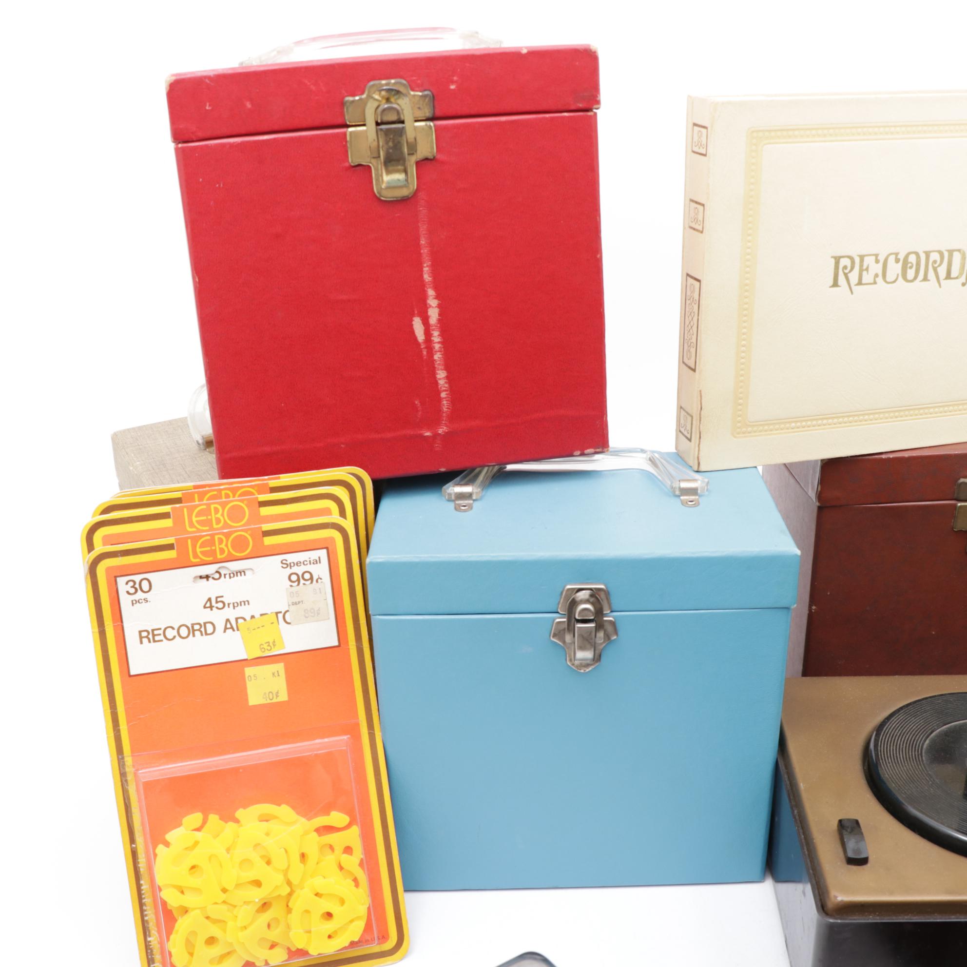 RCA Victrola-Victor Record Player Components with 45s and Accessories