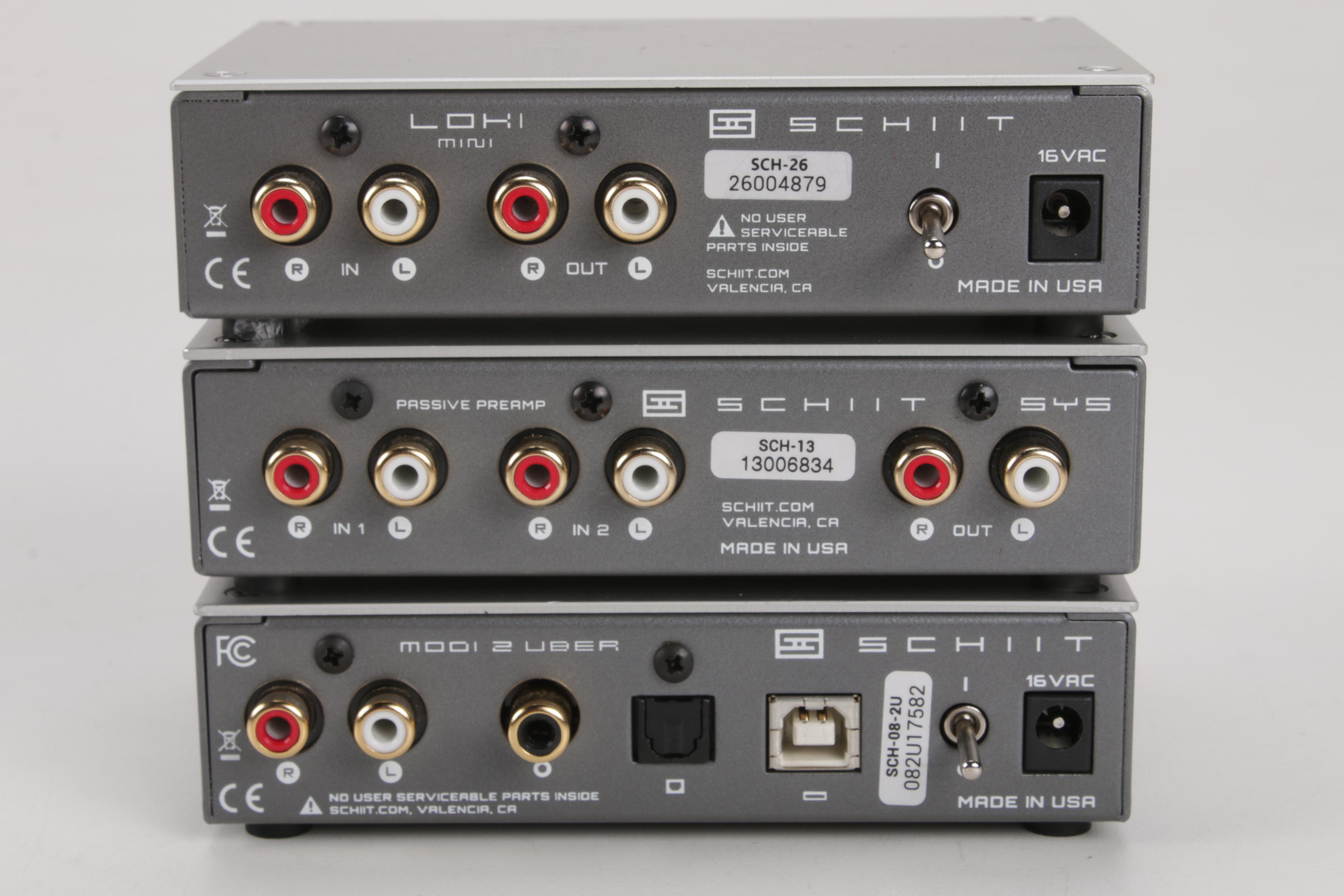 Schiit Modi 2 Uber DAC, Loki Mini Equalizer, and SYS Preamp