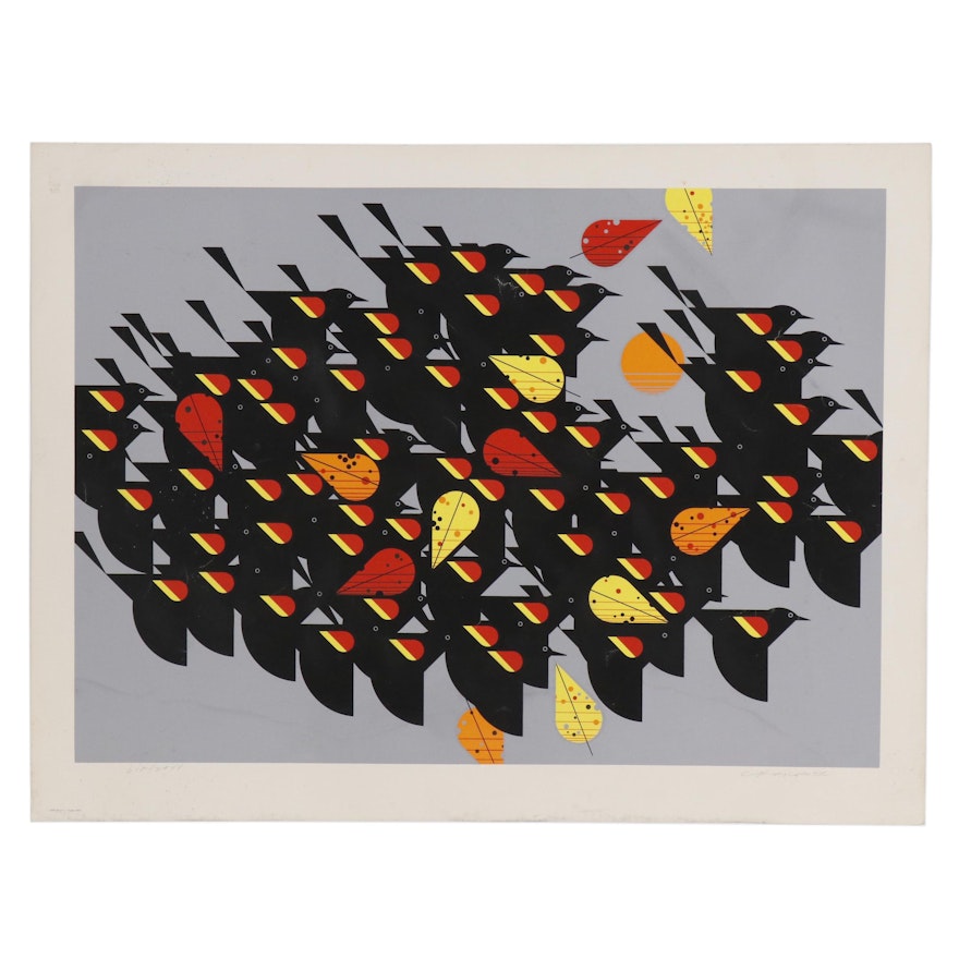 Charley Harper Serigraph "Birds of a Feather", 1974