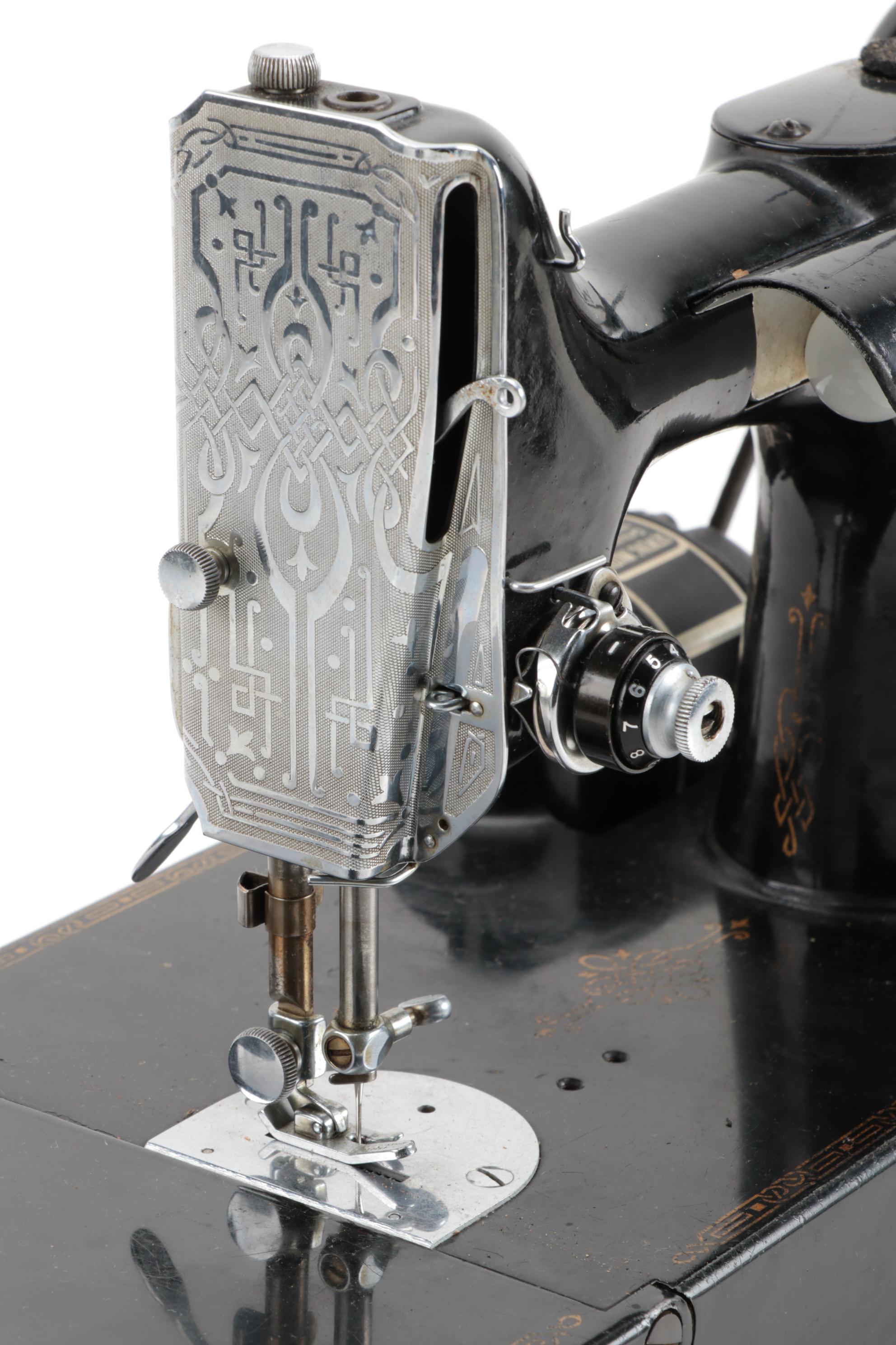 Singer Featherweight 221 Electric Sewing Machine With Case and Attachments, 1946