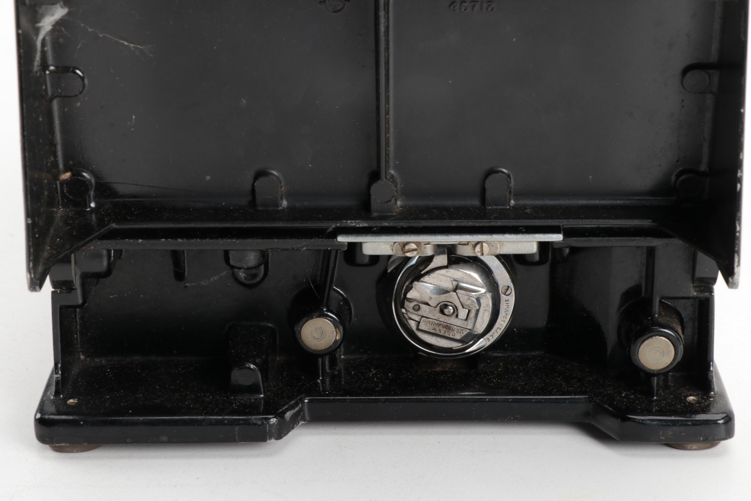 Singer Featherweight 221 Electric Sewing Machine With Case and Attachments, 1946